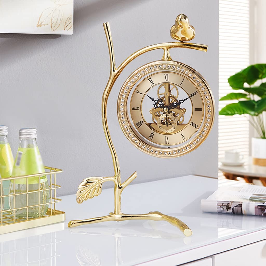 Modern Luxury Alarm Clock with Mechanical Gear Design - Elegant Desk Clock for Bedroom, Living Room & Office Decor - Creative Home Desktop Ornament for Stylish Spaces