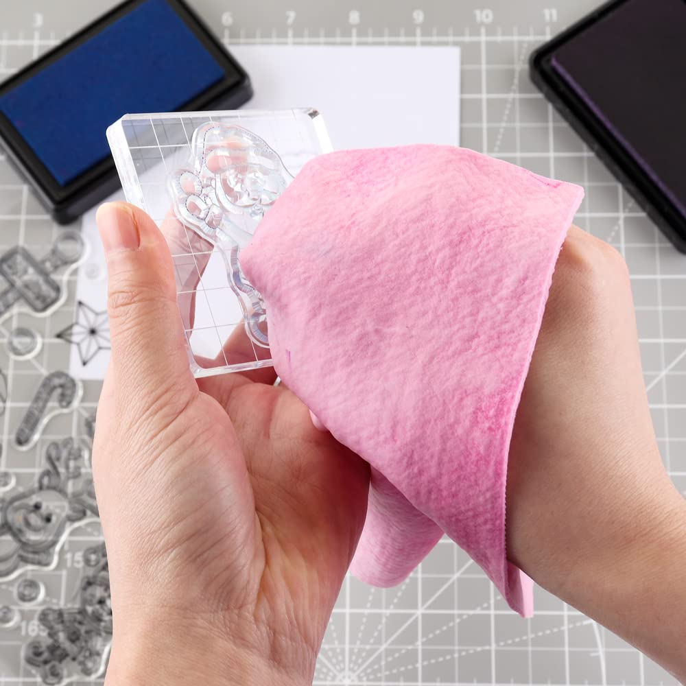 3 Pack Natural Suede Stamp Cleaning Cloths - Super Absorbent Shammy Towels for Stamps, Glass Mats & Craft Supplies (8