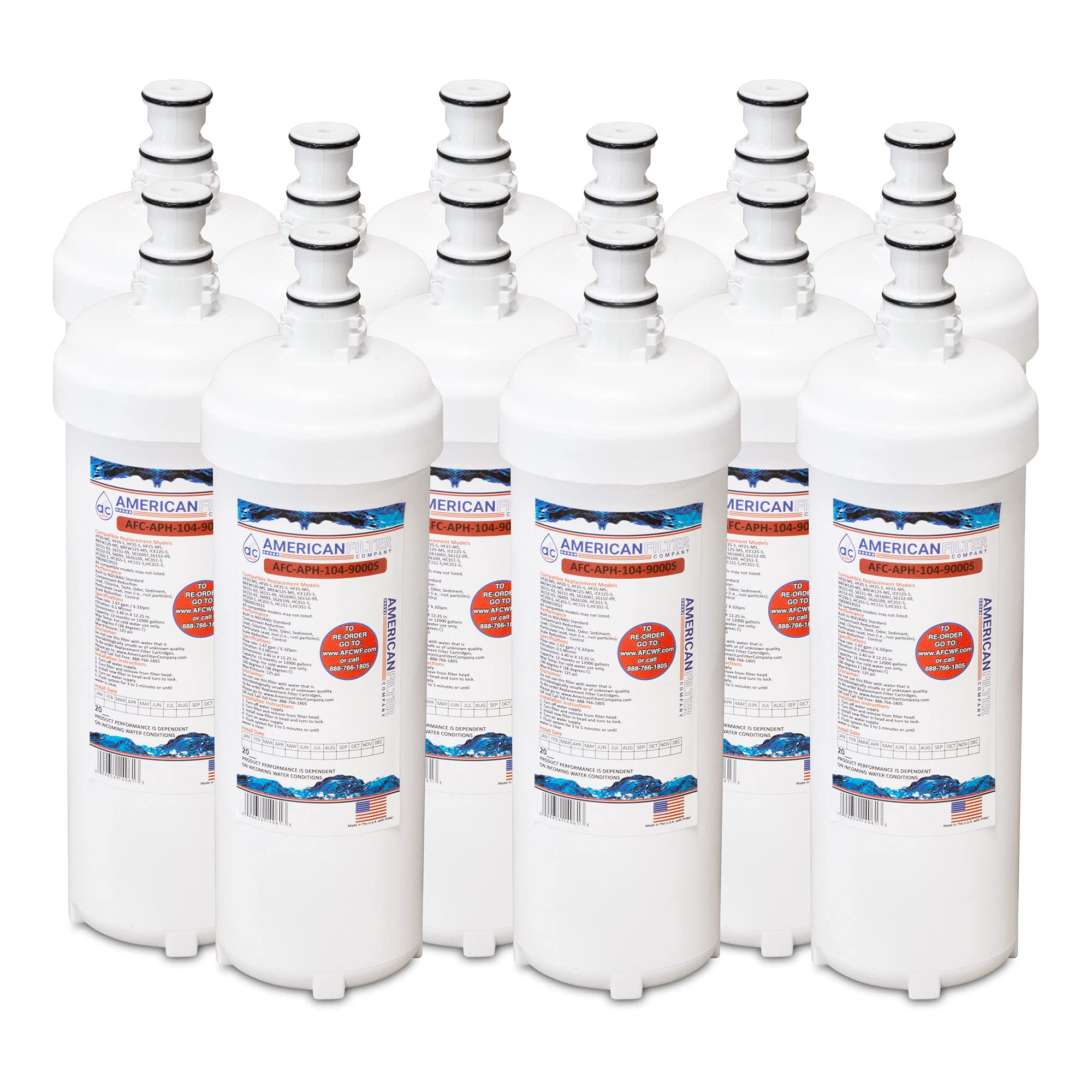 AFC Brand Water Filter 6 Pack - Compatible with 3M HF45-S-SR5 Filter (Model AFC-APH-104-9000S) | Replacement for Home, Office & RV Water Purification Systems