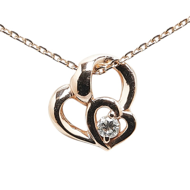 4℃ K10PG Heart Motif Diamond Necklace - 14K Rose Gold Pendant for Women, Valentine's Gift, Anniversary Jewelry - Perfect for Romantic Dates, Weddings & Special Occasions