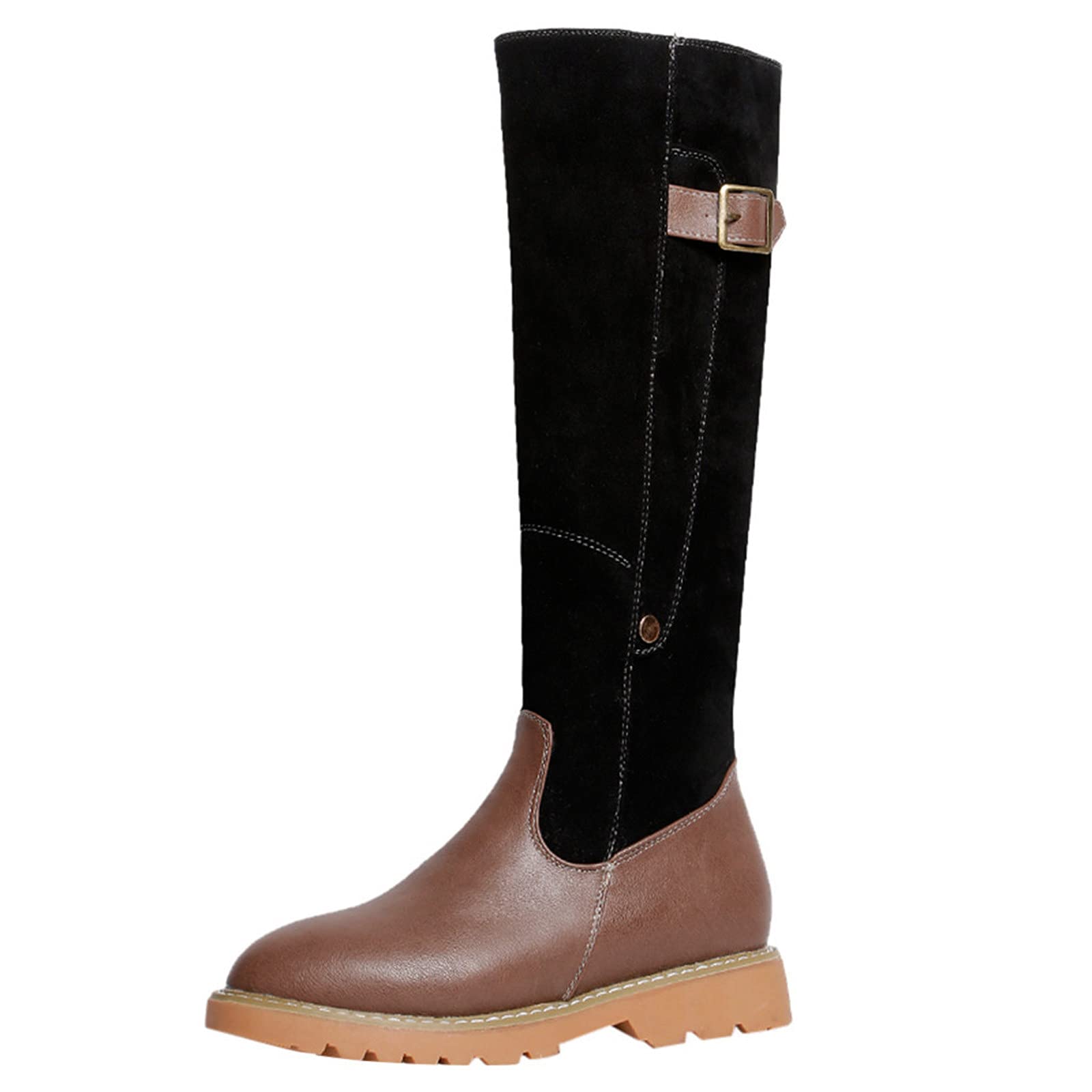 Women's Round Toe Winter Boots - Warm Leather Snow Boots with Zipper for Cold Weather | Perfect for Snowy Days, Outdoor Activities & Paintball Vest Pairing