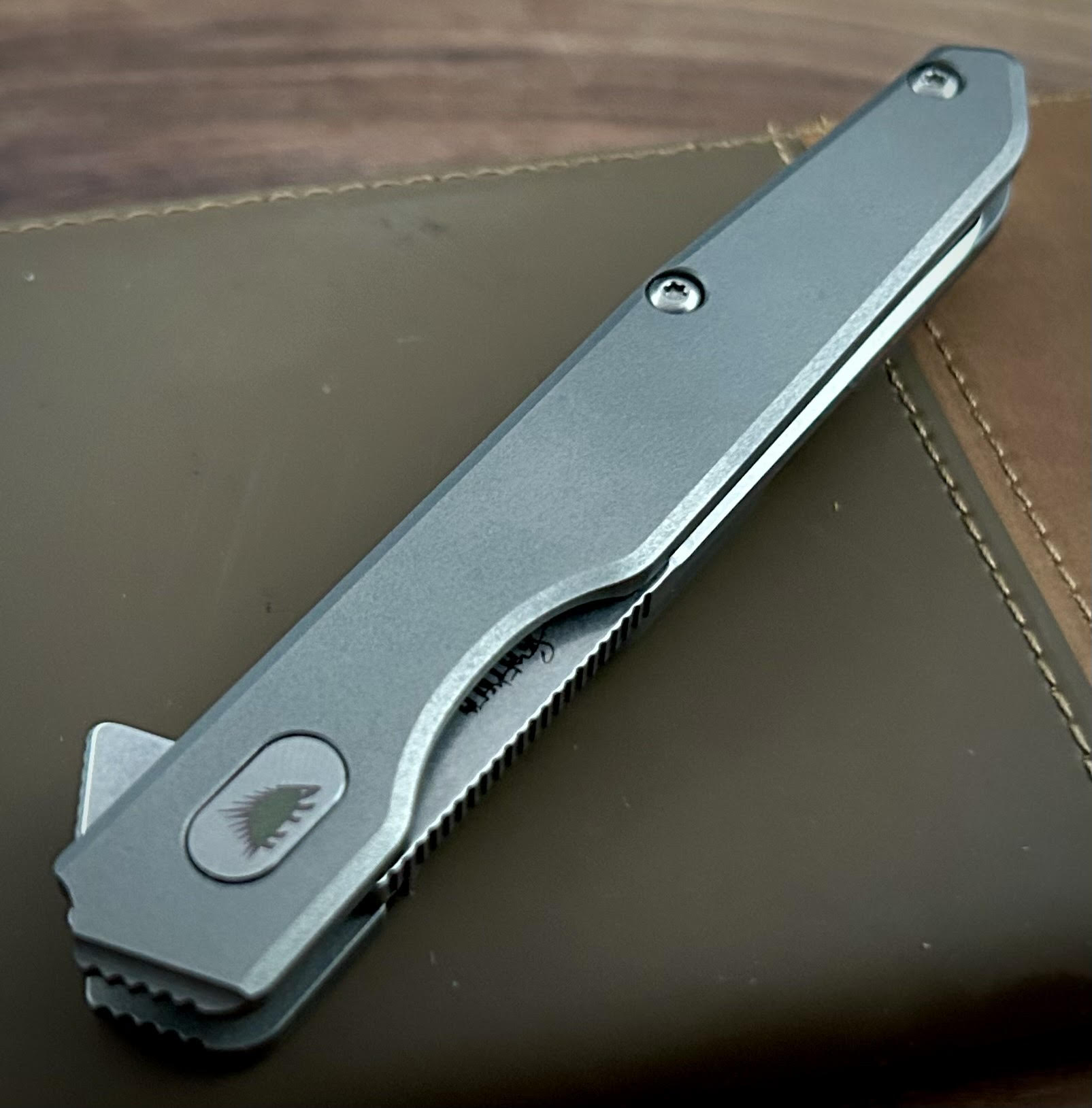 Premium Southern Grind Quill Full Titanium Framelock Flipper Knife - 14C28N Wharncliffe Blade for EDC, Outdoor Survival & Tactical Use