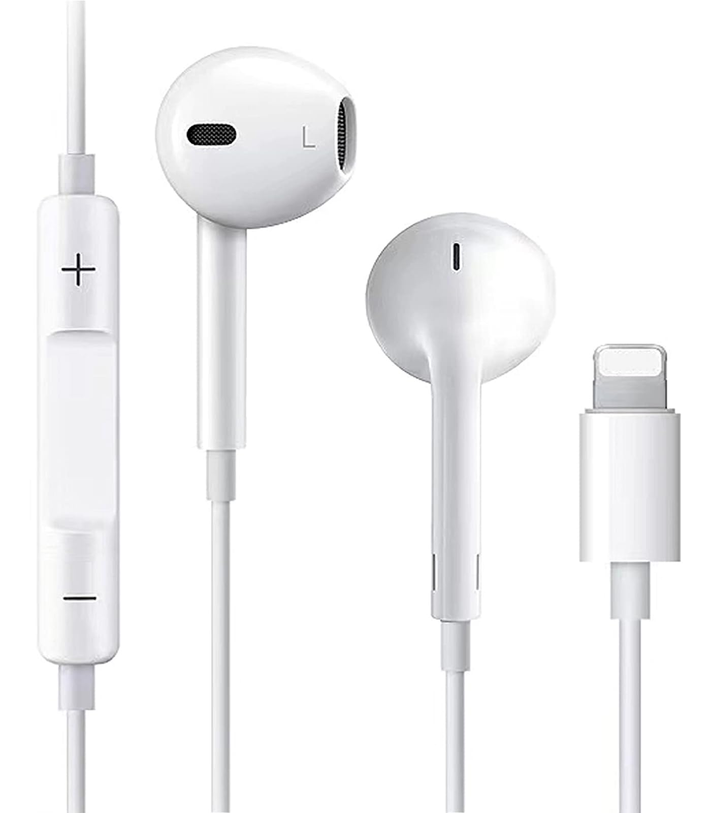 Premium Wired In-Ear Headphones with Volume Control & Microphone for iPhone - Noise Cancelling Earphones Compatible with iPhone 7/8/X/XS/XR/11/12/13/14 Pro & Plus Models - Perfect for Commuting, Gaming & Music Listening