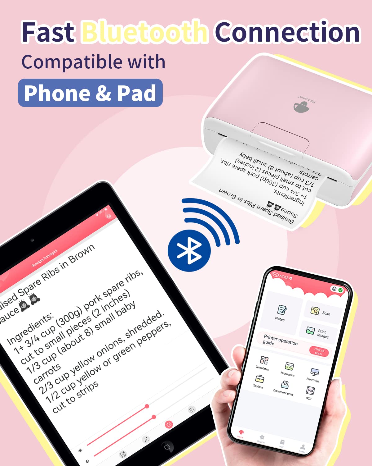 Phomemo M04S Portable Thermal Printer - 53mm White Adhesive Label Printer for Shipping, Barcode & Receipts - Includes 3 Rolls Thermal Paper - Perfect for Small Business, Retail & Home Organization