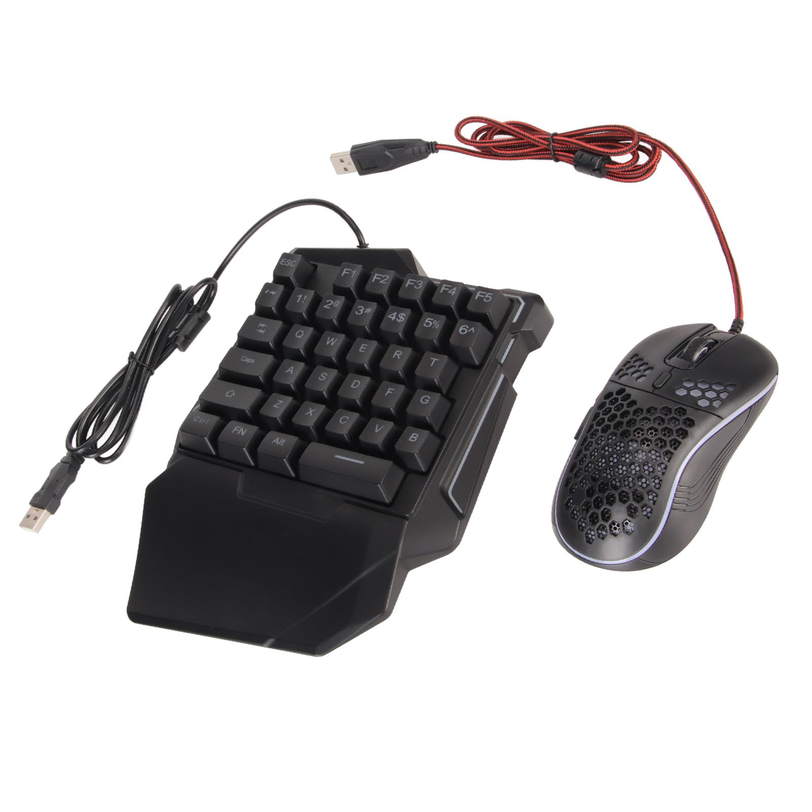 Fockety One-Handed RGB Mechanical Gaming Keyboard & Mouse Combo - Compatible with PS5, Xbox, Switch | USB Wired Half-Hand Keyboard Converter Set for Mobile Gaming | Perfect for Esports & PC Gaming (Black)