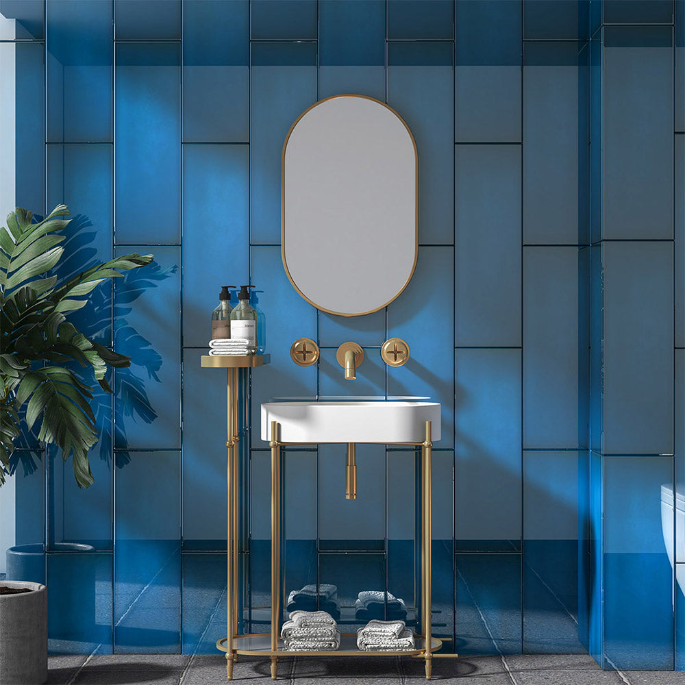 Premium Falsetto Blue 200x600mm Glossy Ceramic Wall Tile - Waterproof & Scratch-Resistant for Bathroom, Kitchen Backsplash & Modern Interior Design