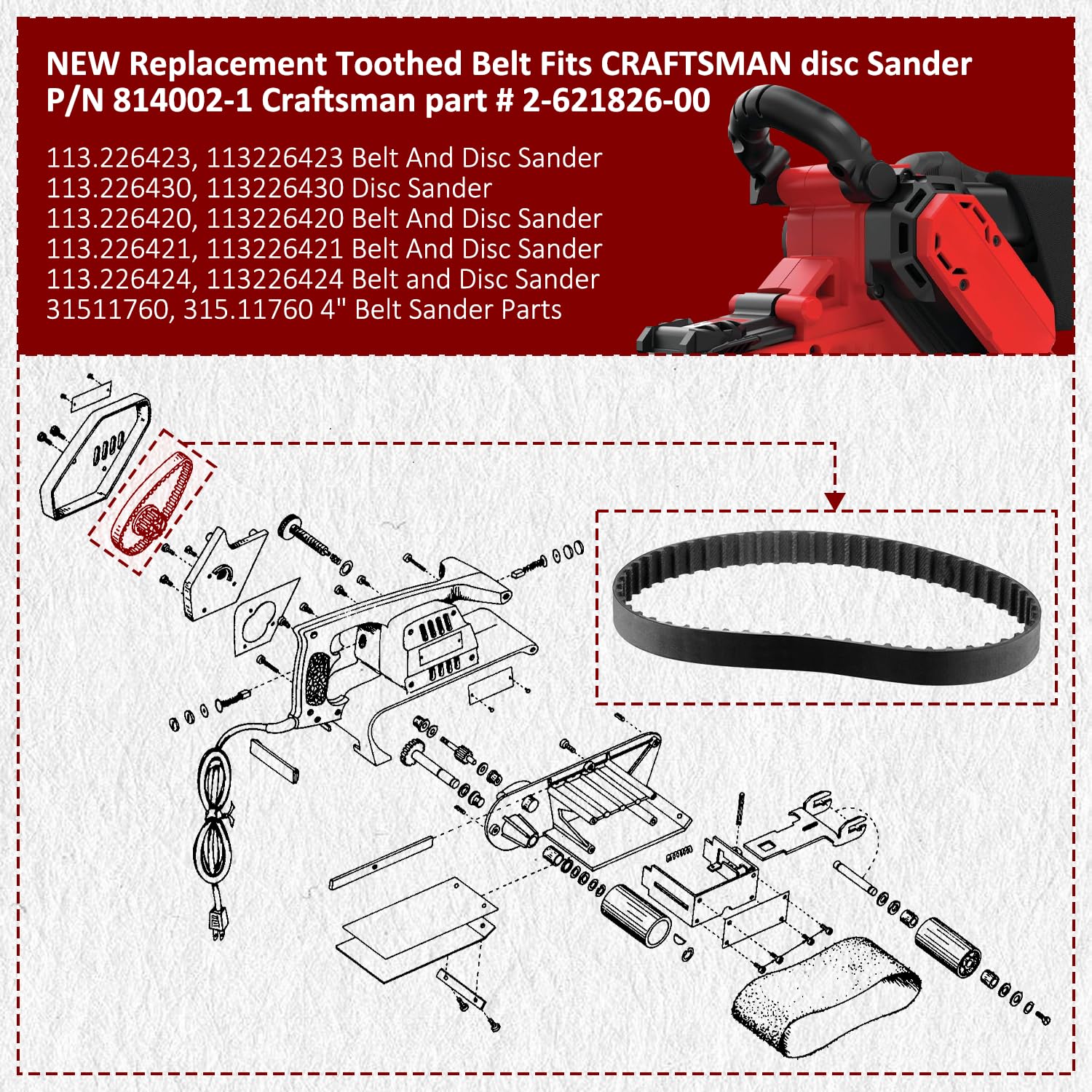 HASMX 315.11720 Replacement Timing Belt for Craftsman 3