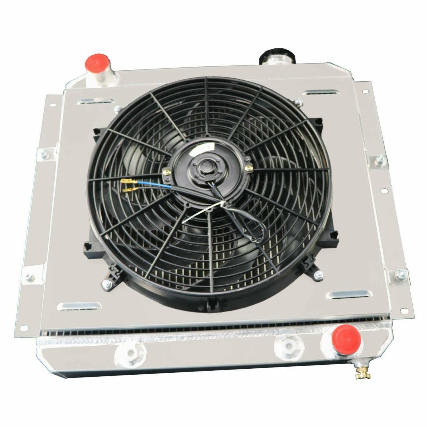 4 Row Aluminum Radiator for 1958-1984 Toyota Land Cruiser FJ40 FJ45 BJ42 BJ60 - High Performance Radiator with Electric Fan Shroud & Thermostat Kit - Perfect for Off-Roading, Overlanding & Classic Car Restoration