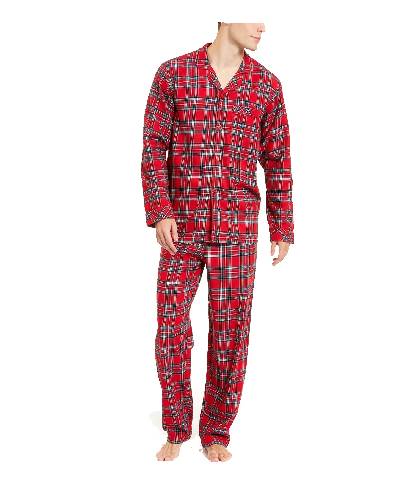 **Men's Christmas Holiday Pajama Sets - Red Plaid Flannel Sleepwear XXL - Cozy Winter Pajamas for Family Gatherings & Festive Nights**