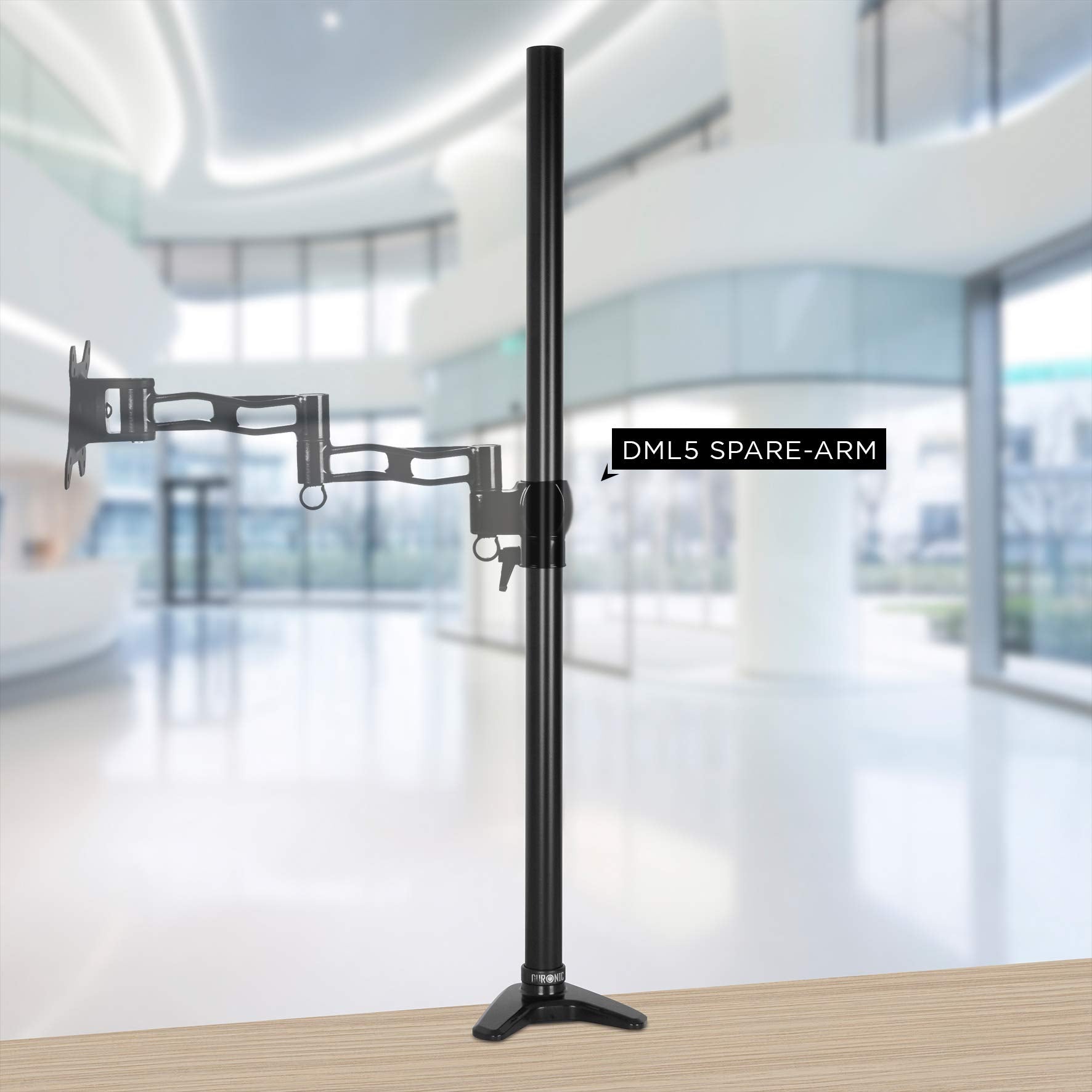 Duronic DM45 DM55 30cm Monitor Pole - Steel Black Short 300mm Length 32mm Diameter with Clamp | Compatible with Duronic Monitor Desk Mount Arms | Perfect for Home Office, Gaming Setup & Workspace Organization