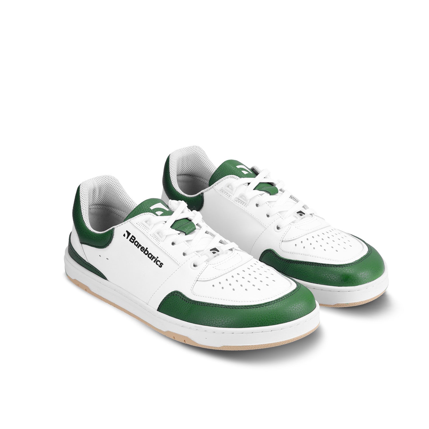 Barefoot Sneakers for Men & Women - Barebarics Wave White & Dark Green Minimalist Shoes | Lightweight, Flexible & Comfortable for Running, Walking & Gym Workouts