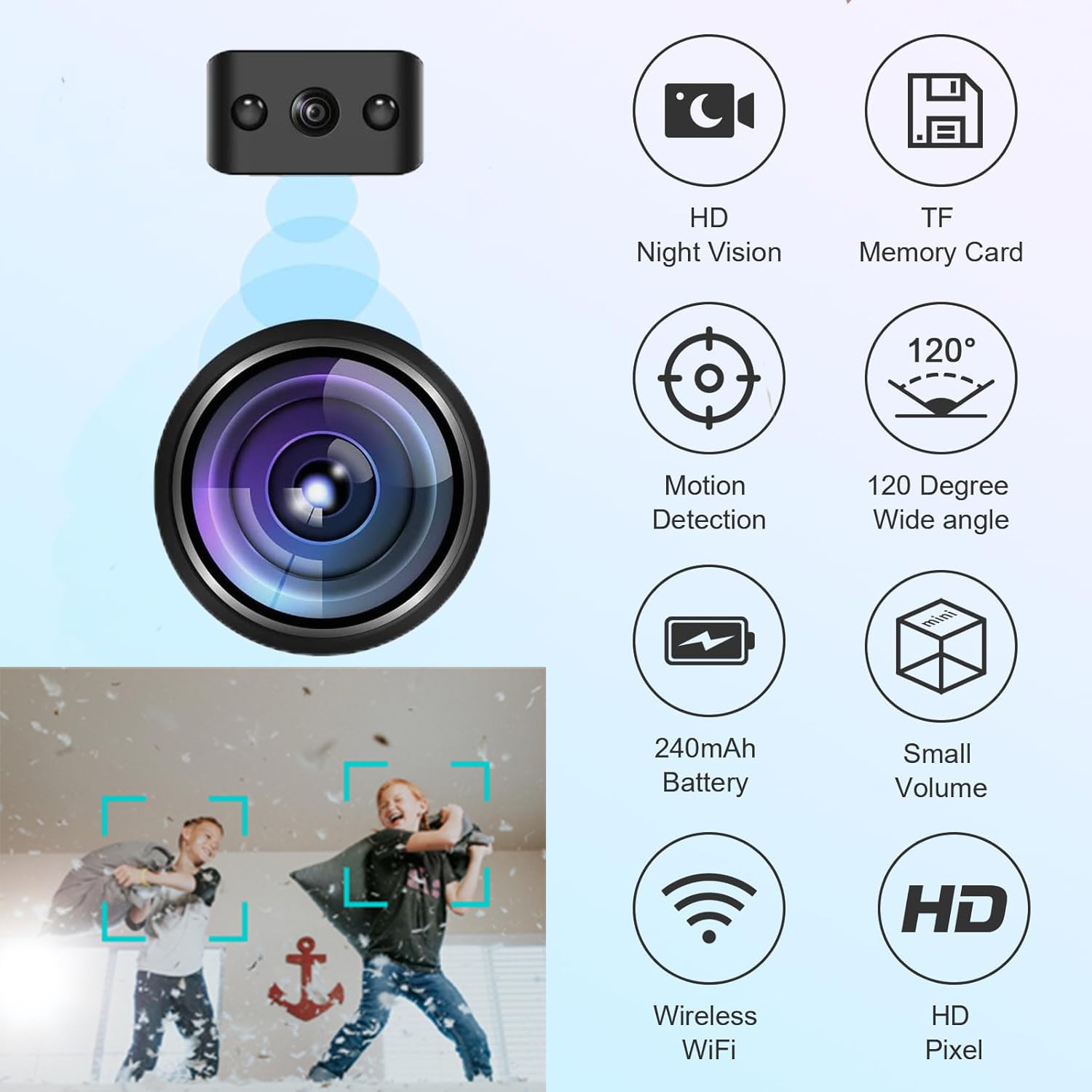 4K FHD Mini Wireless WiFi Security Camera - Smallest Indoor/Outdoor Home Surveillance, Pet & Nanny Cam with 120° Wide Angle & Night Vision (Works Without WiFi) - Perfect for Baby Monitoring, Pet Watching, and Home Security