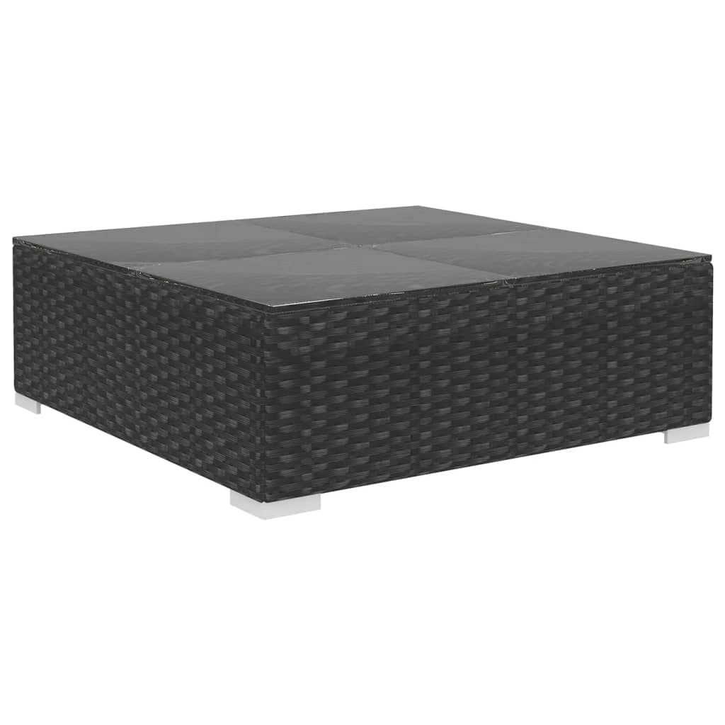 5-Piece Black Poly Rattan Patio Furniture Set with Cushions - Outdoor Sectional Sofa & Coffee Table for Garden, Backyard, Poolside or Deck Relaxation