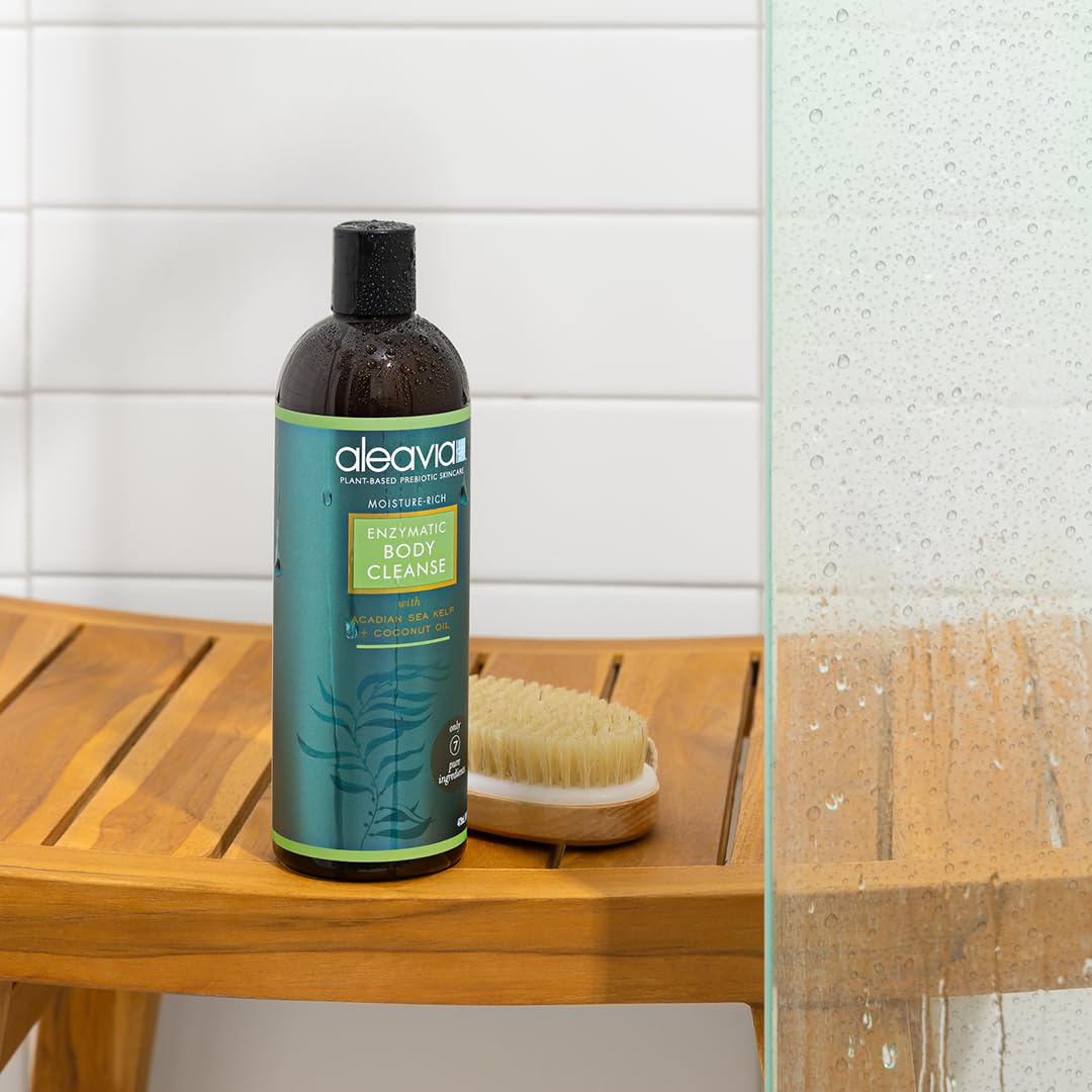 Aleavia Organic Prebiotic Body Wash - All-Natural, Fragrance-Free & Sulfate-Free Enzymatic Cleanser for Sensitive Skin - 16 oz Bottle - Ideal for Daily Shower, Post-Workout & Eczema-Prone Skin Care