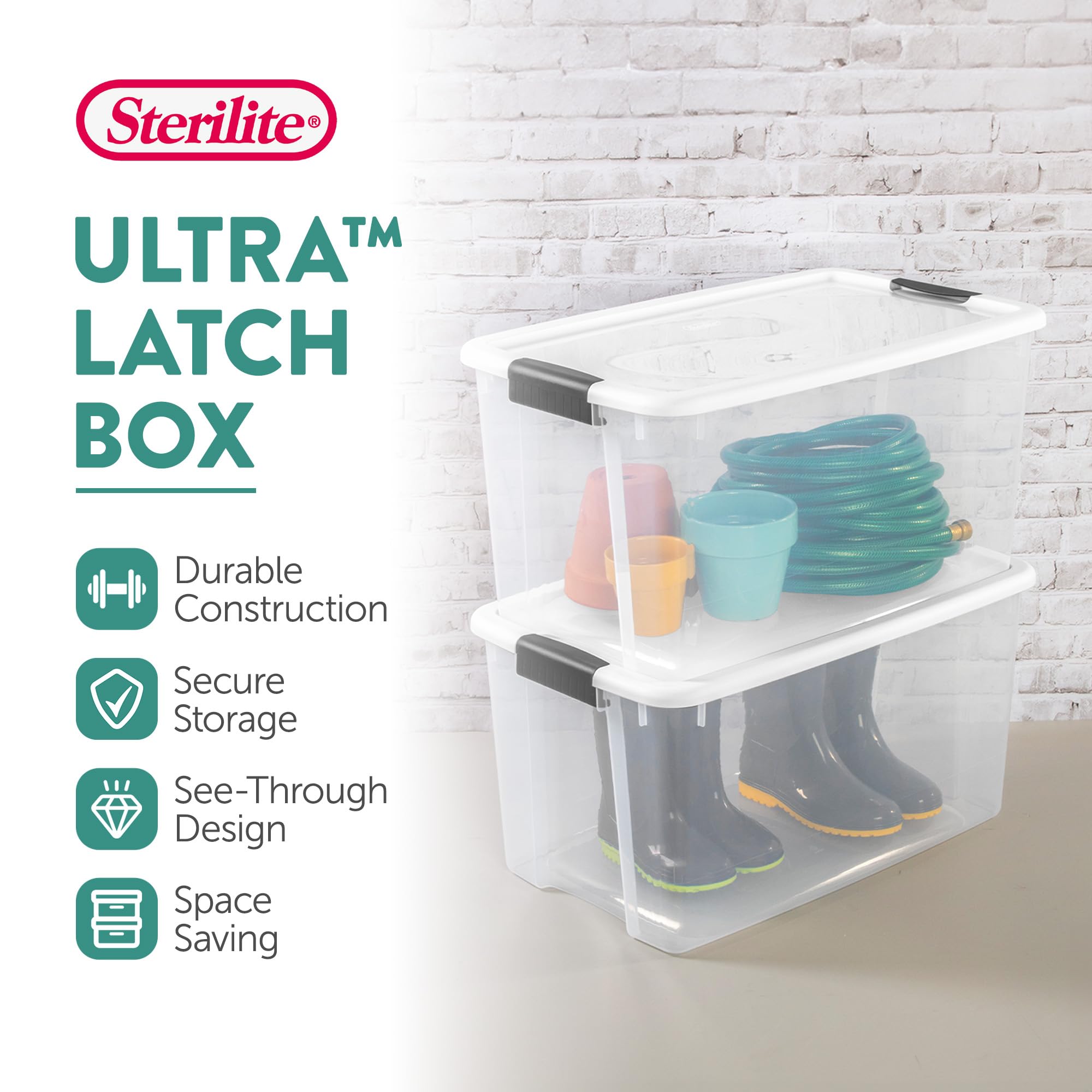 Sterilite 12-Pack 70 Quart Clear Plastic Storage Bins with Secure Latching Lids - Large Organizing Containers for Home, Office, Garage & Closet Storage Solutions