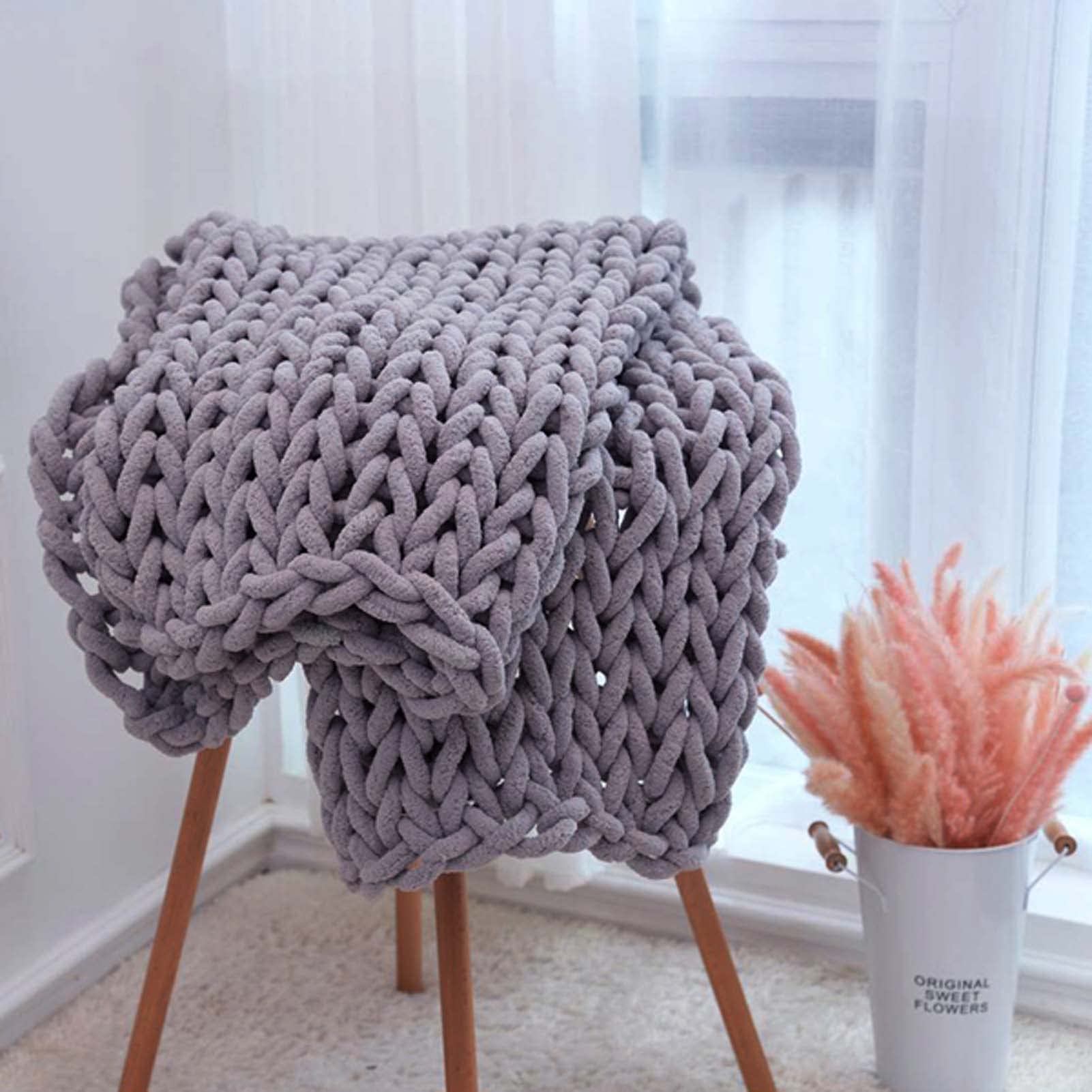 NIYUE Chunky Knit Blanket - Premium Soft Cozy Chenille Bulky Throw Blanket for Bed, Sofa & Chair | Handwoven Home Decor | Perfect for Winter Nights, Movie Time & Cozy Home Atmosphere