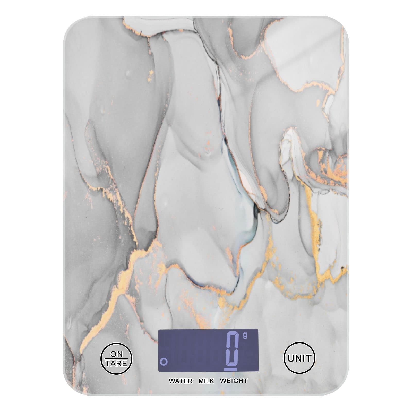 MNSRUU Digital Kitchen Scale - Grey Abstract Marble Design, Precise Food Scale for Baking, Cooking & Weight Loss, Measures in Ounces & Grams - Perfect for Home Kitchen, Meal Prep & Portion Control