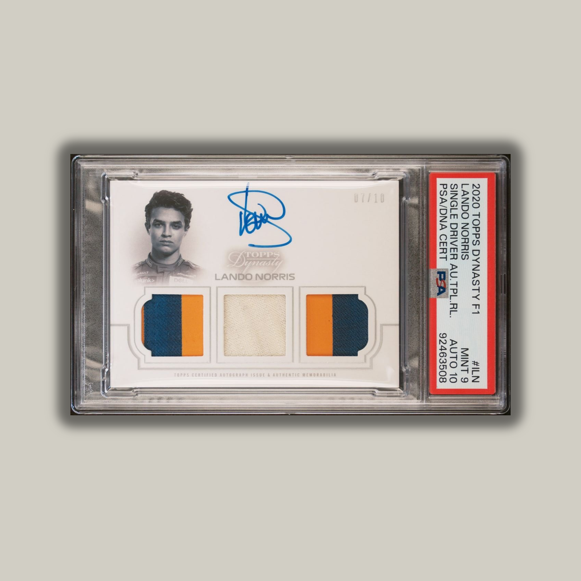2020 Topps Dynasty F1 Lando Norris #4 Triple Patch Auto Card PSA 10 & 9 - Perfect for F1 Collectors, Racing Memorabilia Displays, and Sports Investment Portfolios