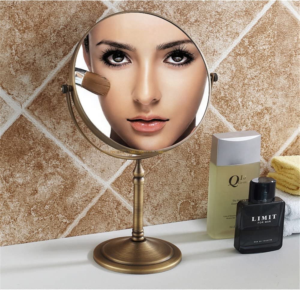 Antique Brass Makeup Mirror with 3X Magnification - 7.8 Inch Double-Sided Vanity Mirror for Bathroom & Dressing Table - Perfect for Makeup Application, Skincare, and Grooming