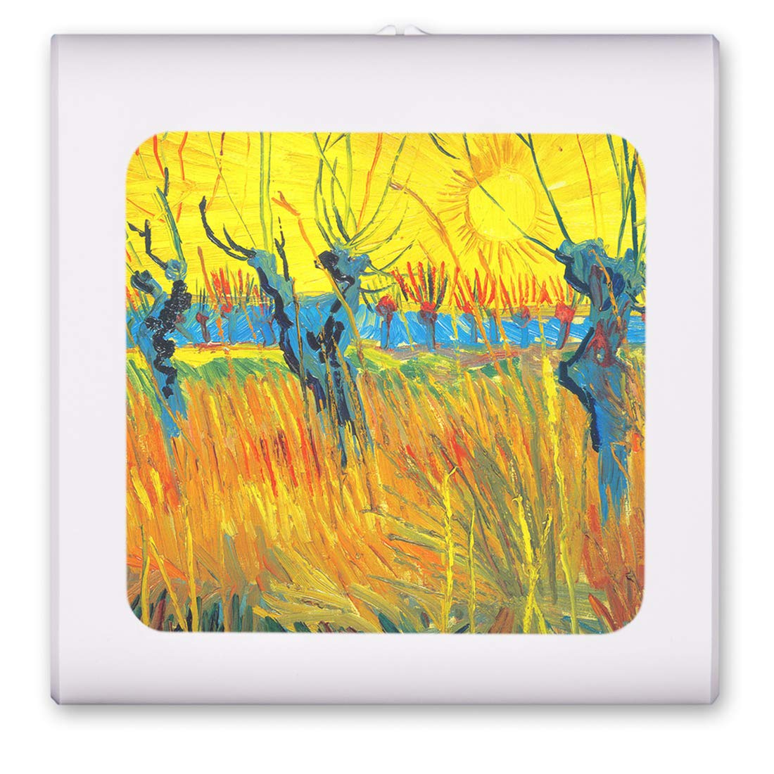 Dimmable LED Night Light with Auto On/Off Sensor, Adjustable Brightness & Warm White Light - Perfect for Bathroom, Hallway, Nursery & Bedroom - Van Gogh Pollard Willow Sunset Inspired Design - Ideal for Nighttime Safety, Baby Care & Home Decor