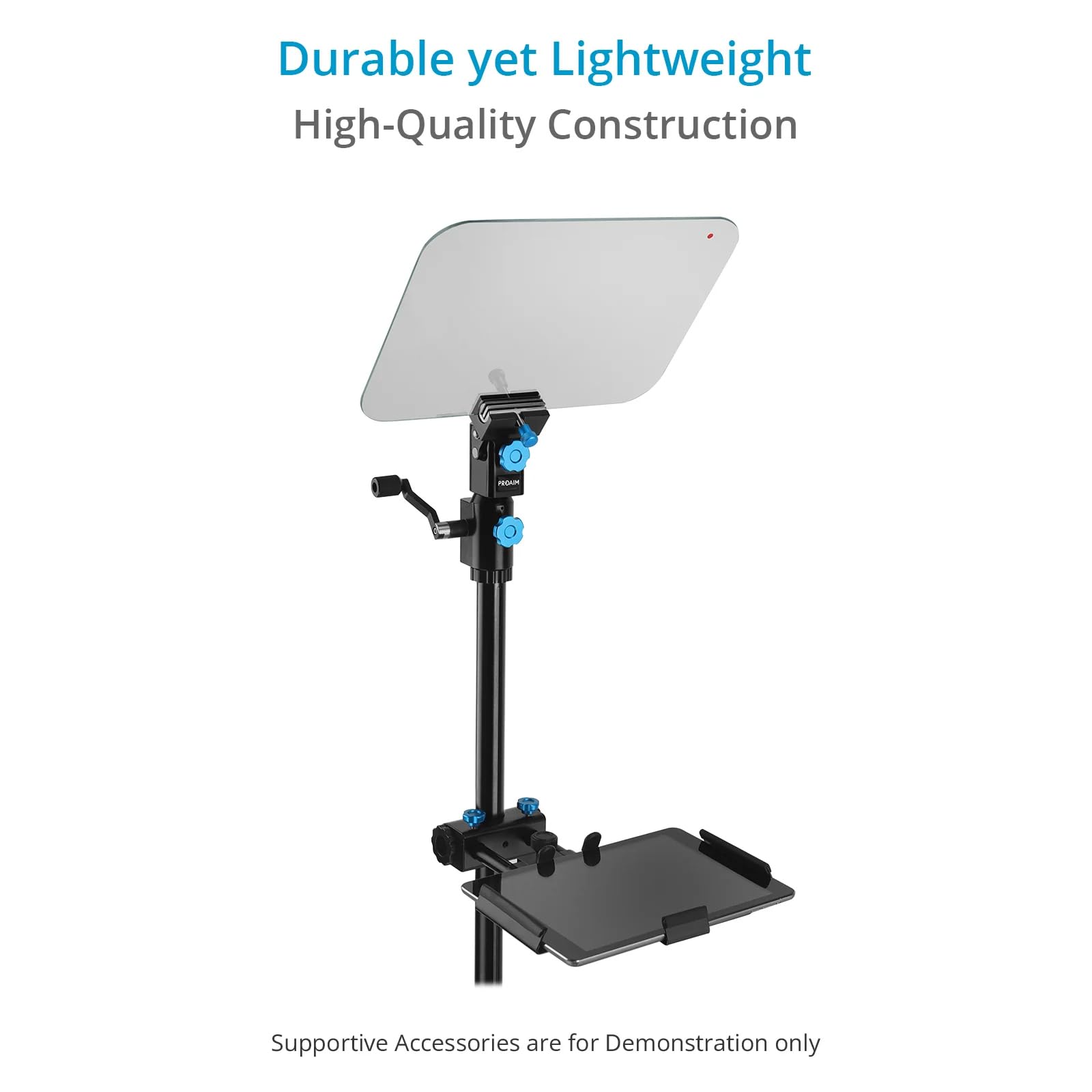 PROAIM Professional Teleprompter Kit with Telescopic Stand & 60/40 Beam Splitter Glass - Compatible with 17