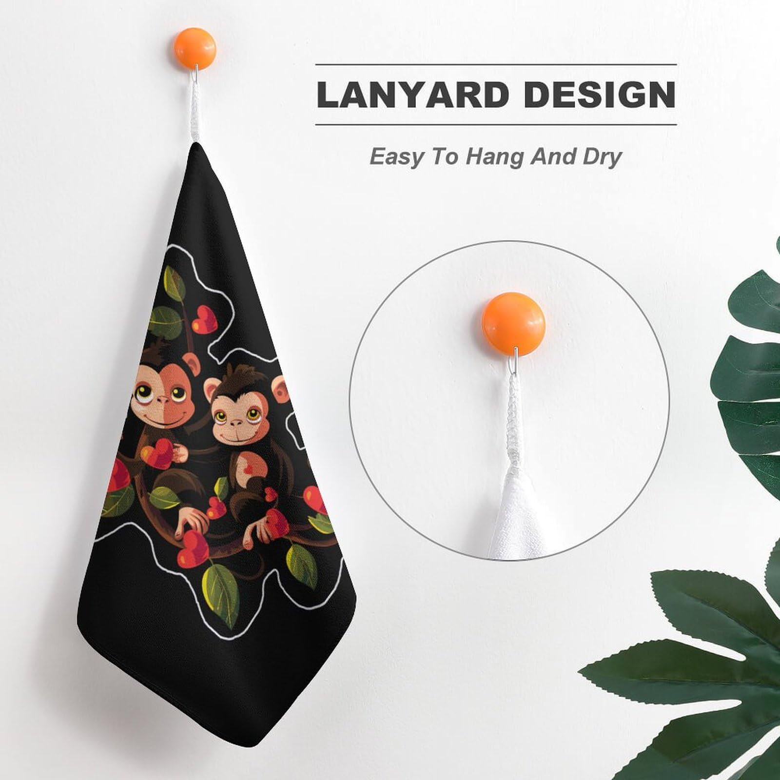 Soft & Absorbent Mama Monkey Hand Towel - Premium Bath Washcloth with Hanging Loop for Travel, Home & Bathroom (1PC) - Perfect for Baby Care, Gym & Spa Use