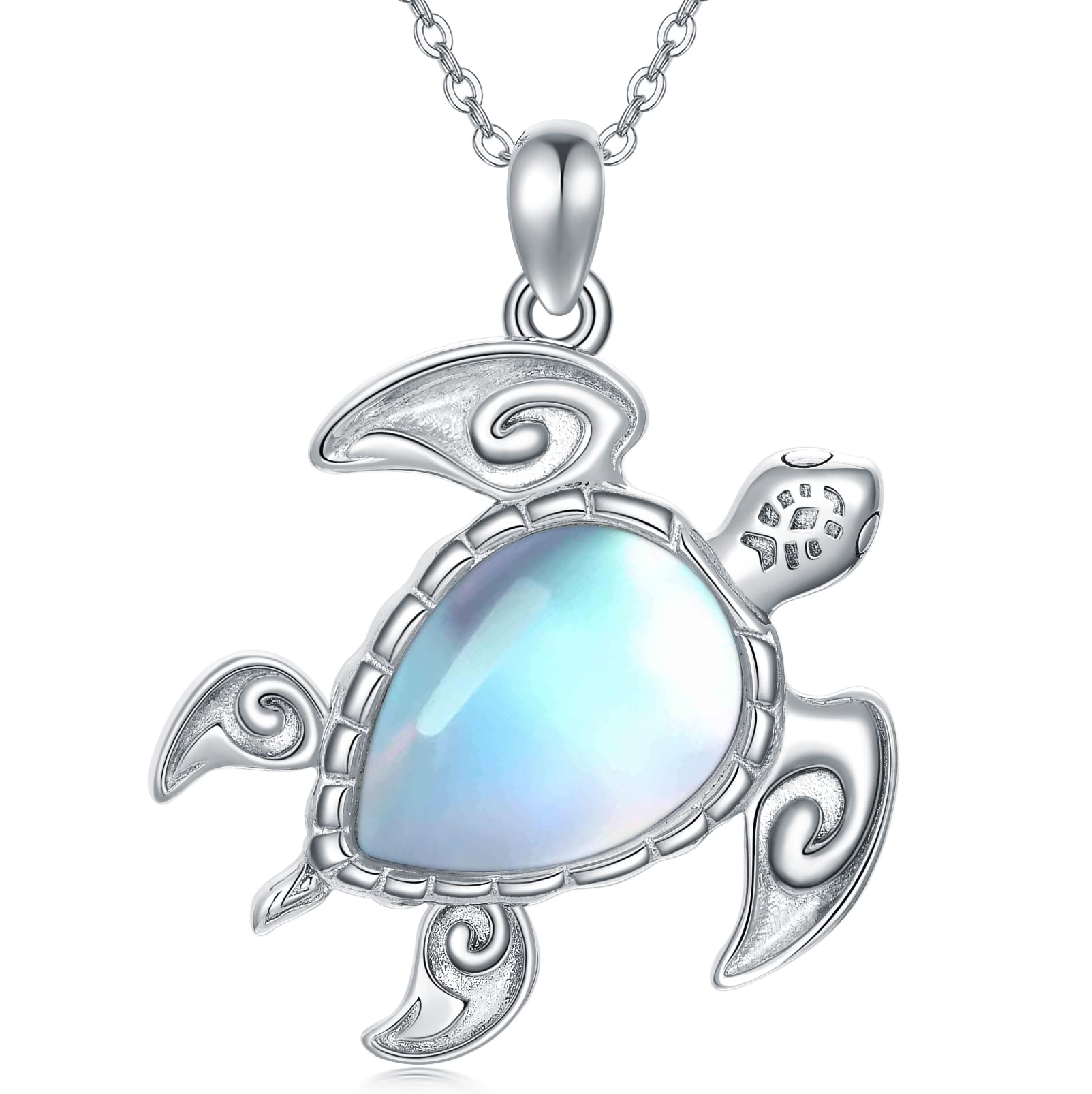 TOUPOP Sterling Silver Tropical Palm Tree & Crystal Sea Turtle Pendant Necklace - Ocean Themed Jewelry for Women, Perfect Summer Gift for Beach Lovers & Marine Life Enthusiasts