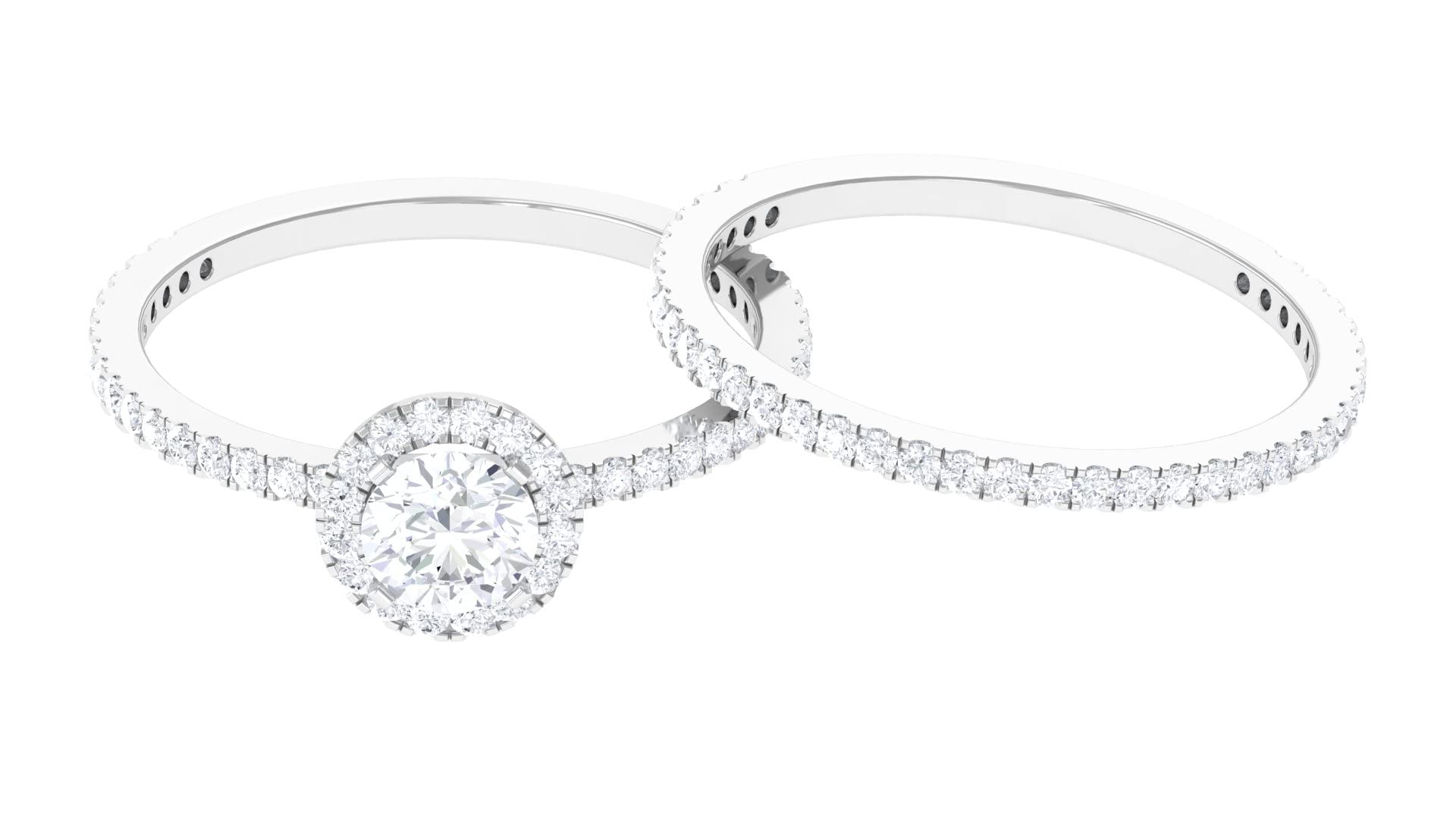1.75 CT Moissanite Wedding Ring Set for Women - 14K Solid Gold Classic Bridal Ring with Accent Stones | Elegant Engagement & Wedding Band Set for Proposals, Anniversaries, and Special Occasions