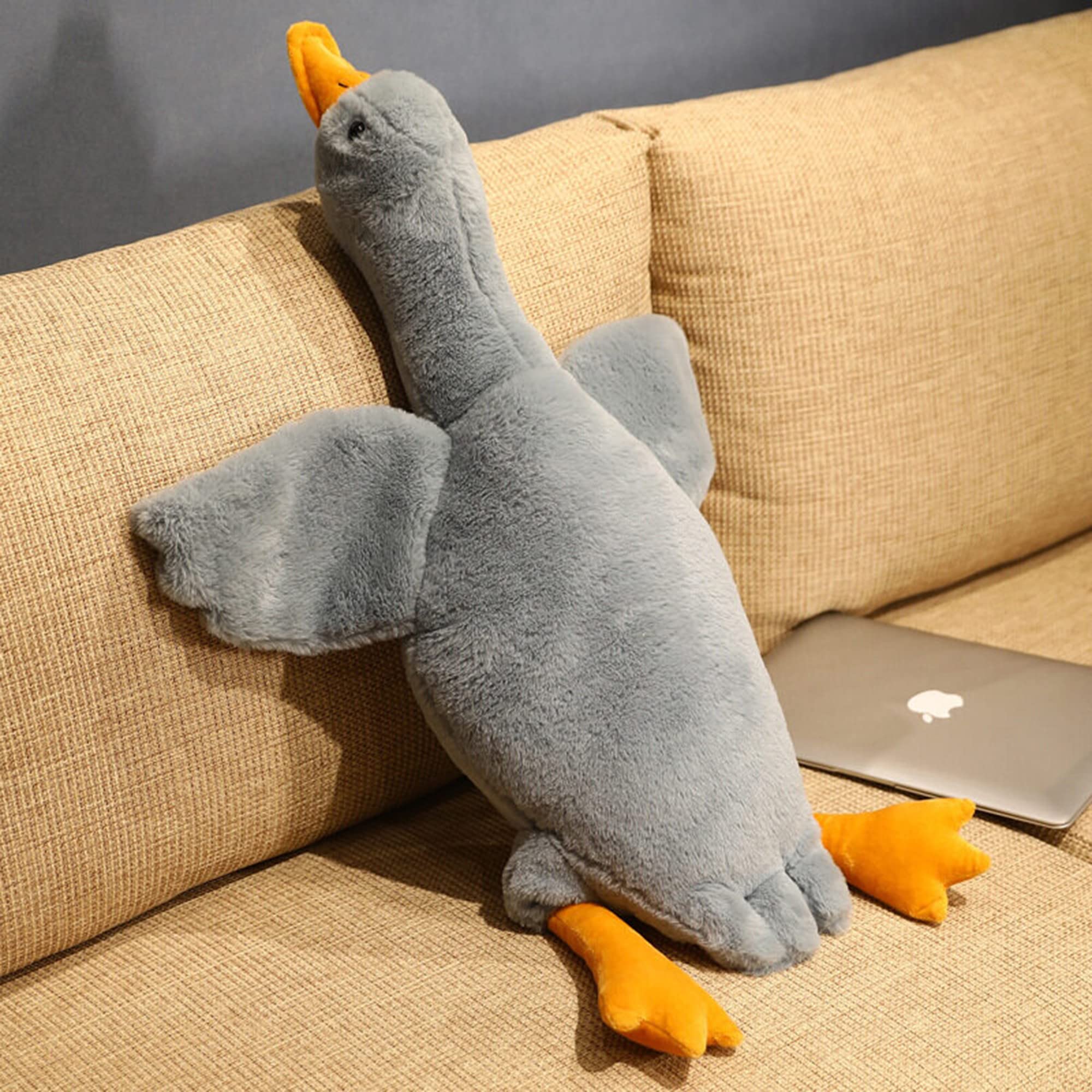 35 Inch Giant Duck Plush Body Pillow - Soft Grey Stuffed Animal for Adults & Kids (90 cm) | Perfect for Cuddling, Bedroom Decor, and Stress Relief