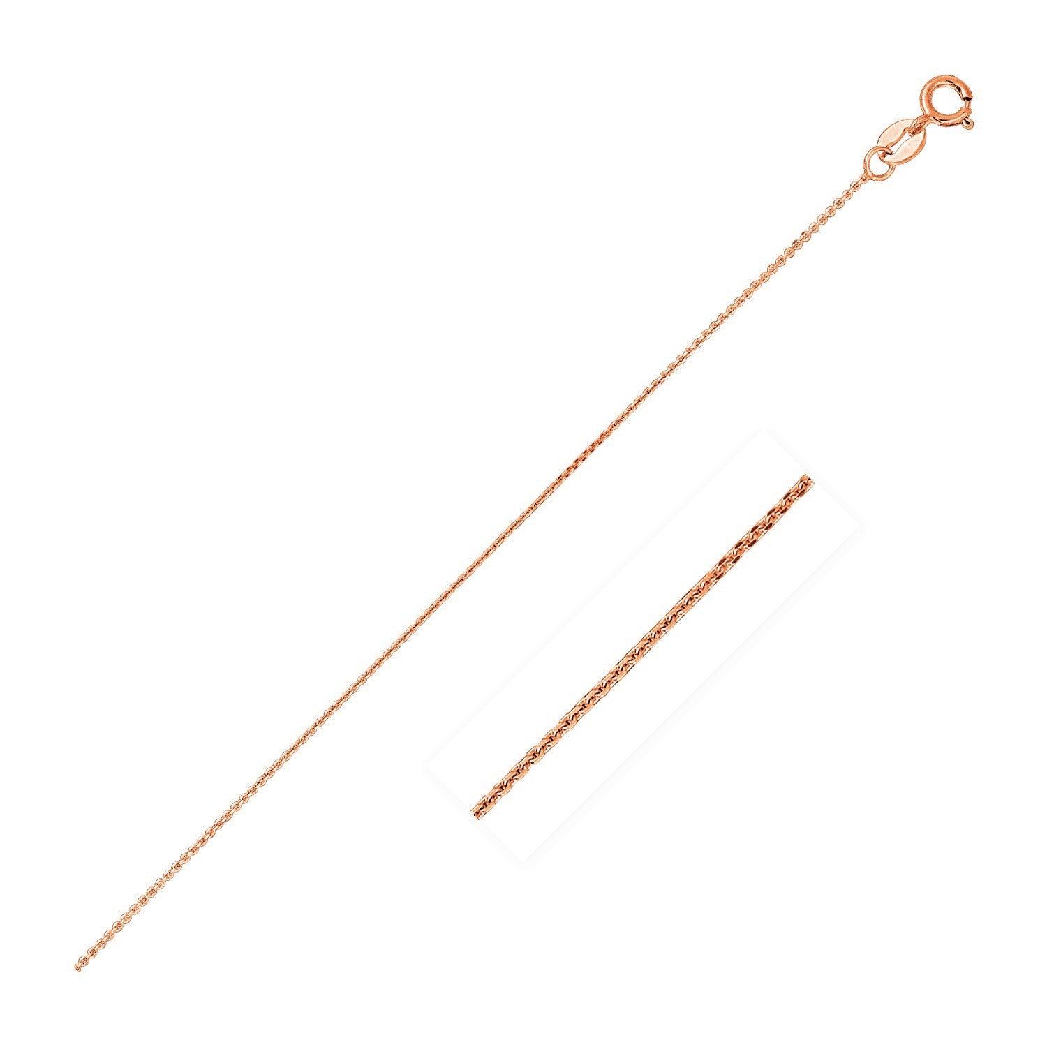 14K Pink Gold Diamond Cut Cable Link Chain 0.8mm - Dainty & Elegant Jewelry for Women, Perfect for Everyday Wear, Gifts & Special Occasions