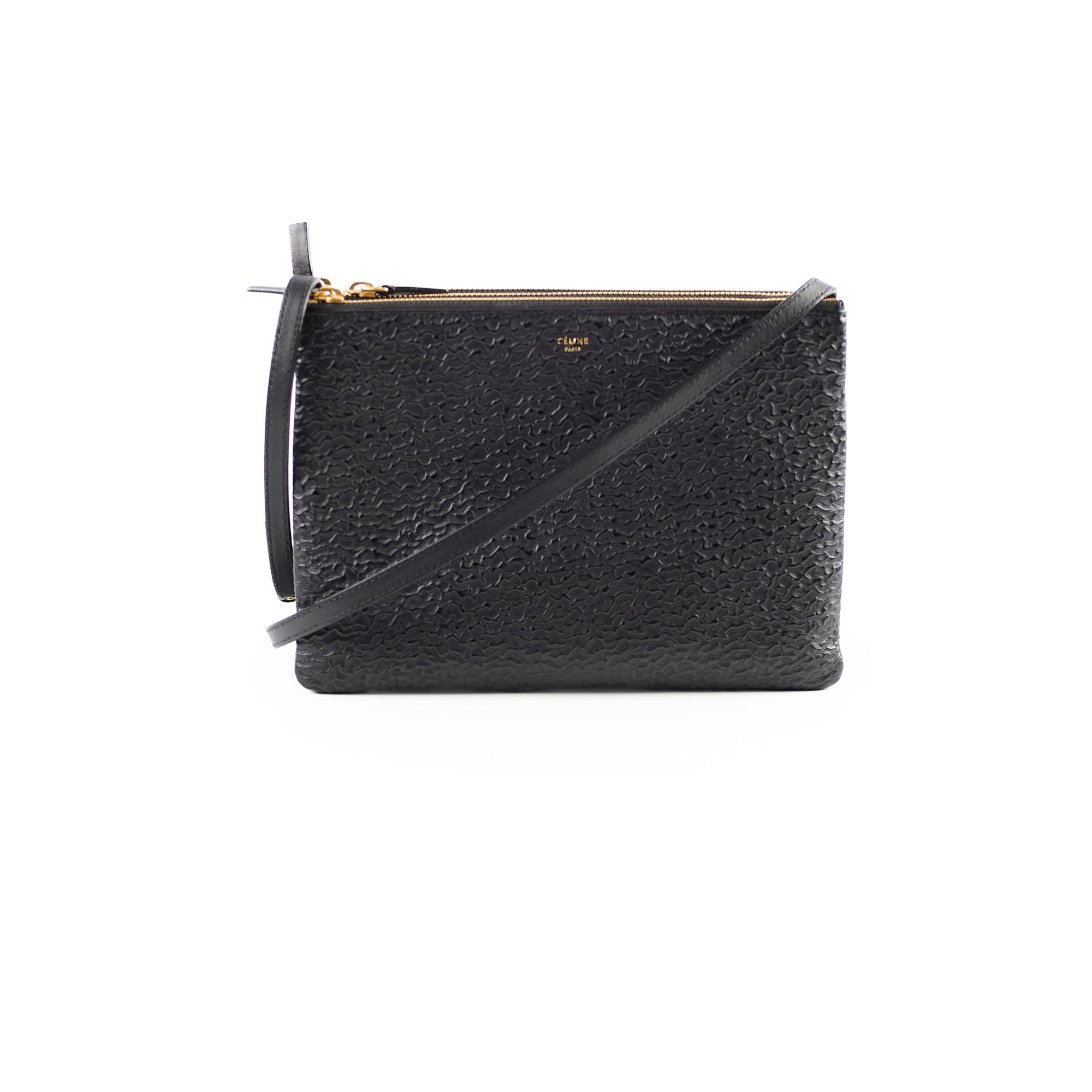 Celine Trio Crossbody Bag for Women - Genuine Leather Small Shoulder Purse with Adjustable Strap, Black | Perfect for Work, Travel & Everyday Use