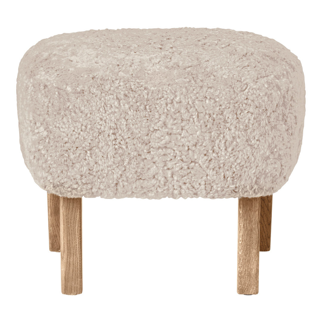 Premium Ingeborg Ottoman with Genuine Sheepskin Cover - Luxurious Footrest & Accent Chair for Living Room, Bedroom, or Office
