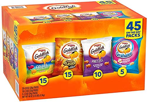 CR-CHIPS 10 Boxes of Goldfish Oven Baked Snack Crackers - Variety Pack (10x45-Pack) | Baked Cheese Crackers for Kids & Adults | Perfect for School Lunches, Parties & On-the-Go Snacking