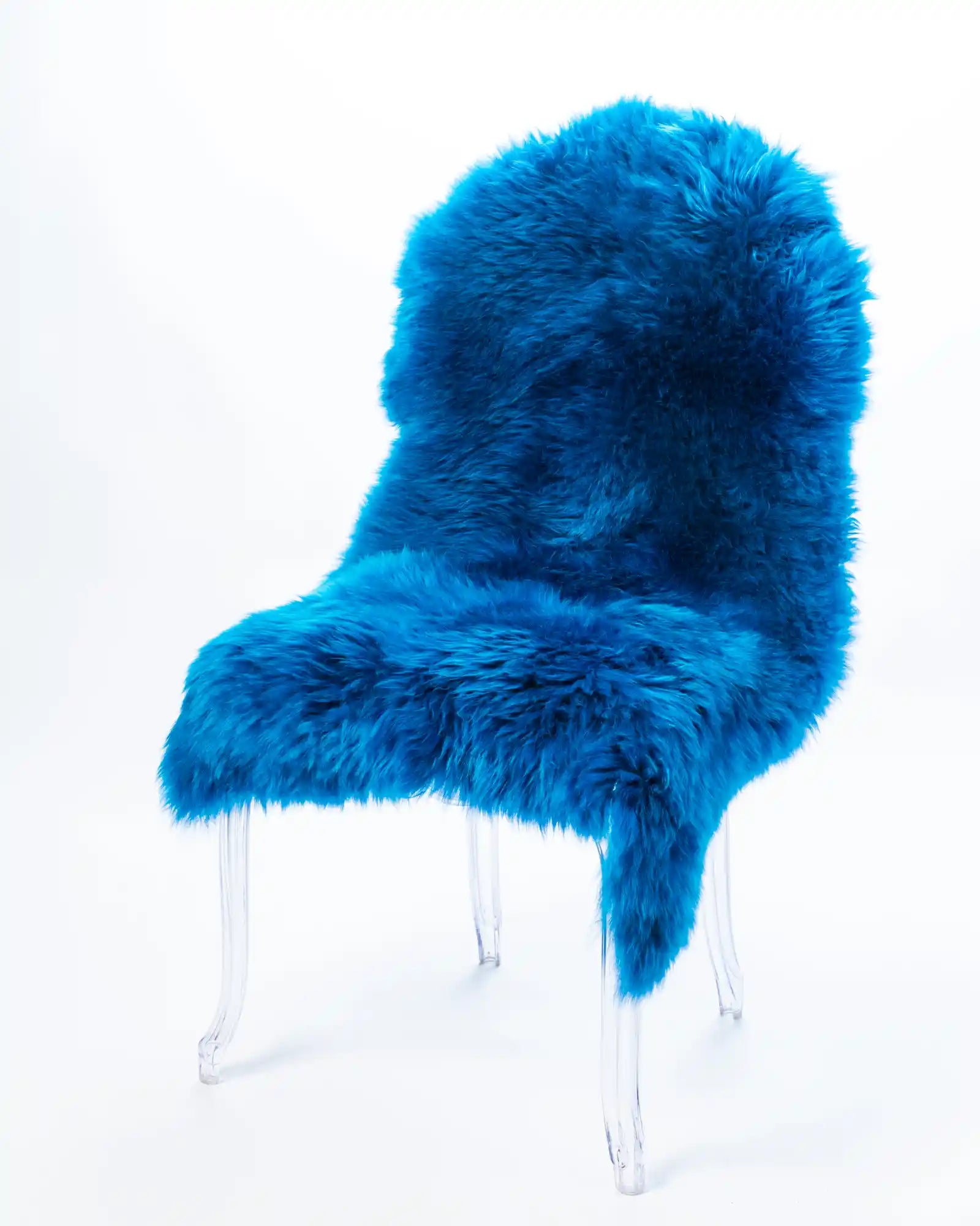 Handmade Peacock Blue Dyed Single Sheepskin Rug - Soft & Luxurious Natural Sheepskin Carpet for Living Room, Bedroom, or Nursery Decor