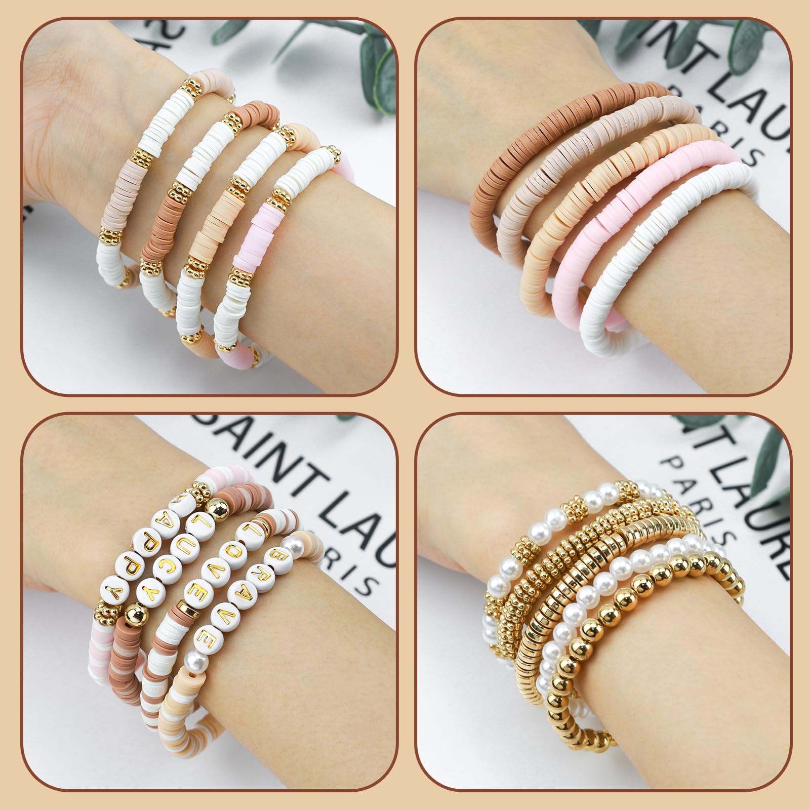 LUDUKOO 2370Pcs Polymer Clay Beads Bracelet Making Kit - DIY Friendship Bracelet Kit with Gold, Letter & Pearl Beads for Girls & Adults | Perfect for Jewelry Making, Gifts & Craft Projects