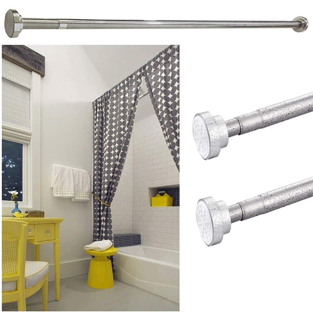 Stainless Steel Telescopic Shower Curtain Rod - Adjustable 43-79 Inches (110-200cm) for Bathroom, Shower & Closet - Heavy Duty Curtain Rail with Easy Installation - Perfect for Small Spaces & Home Organization