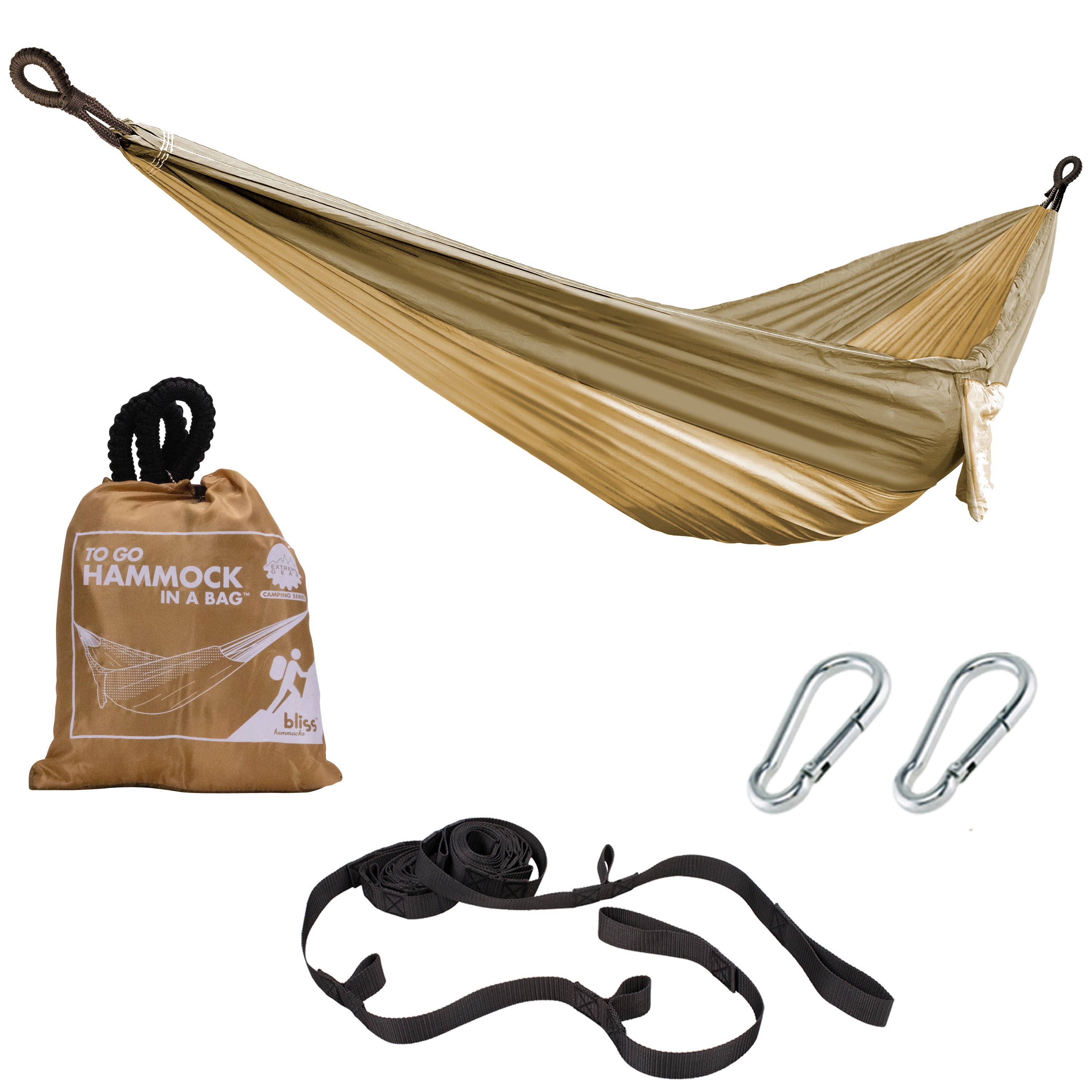 Bliss Hammocks BH 406XLS DS Portable Hammock with Adjustable Tree Straps - 54 Inch Wide, 350 lb Capacity - Weather & UV Resistant for Camping, Backpacking & Outdoor Relaxation (Desert Storm)
