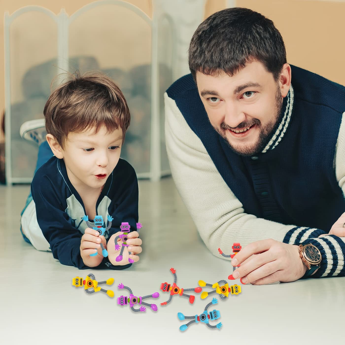 ArtCreativity 12-Piece Bendable Robot Figures - Flexible Action Figures for Kids & Adults, Easter Basket Stuffers, Birthday Party Favors, Stress Relief Fidget Toys, Sensory Toys for Autism - Perfect for Playtime, Gift Giving & Classroom Rewards
