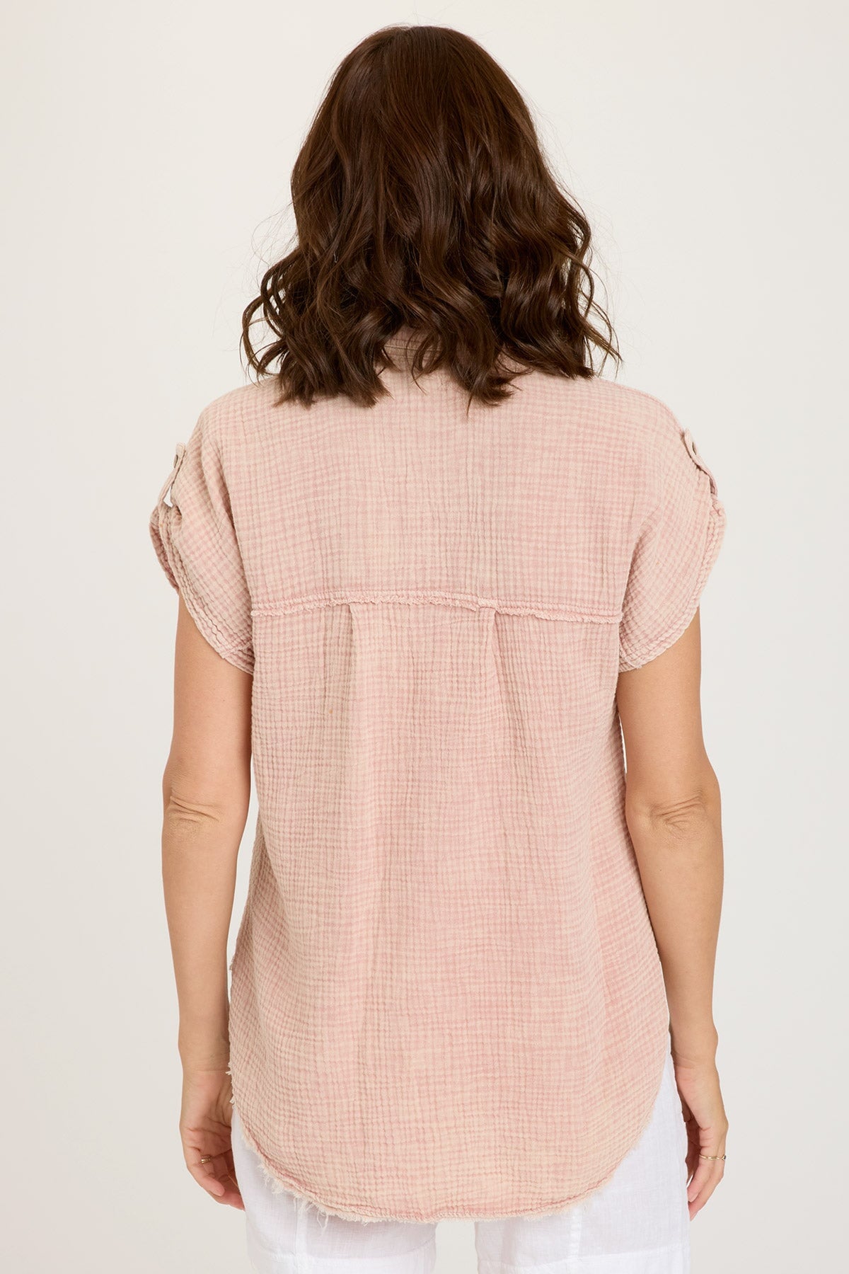 Naresha Women's Distressed Wash Tunic Top - Soft Casual Blouse with Hydrangea Print | Perfect for Spring & Summer Outfits, Beach Wear, and Boho Fashion