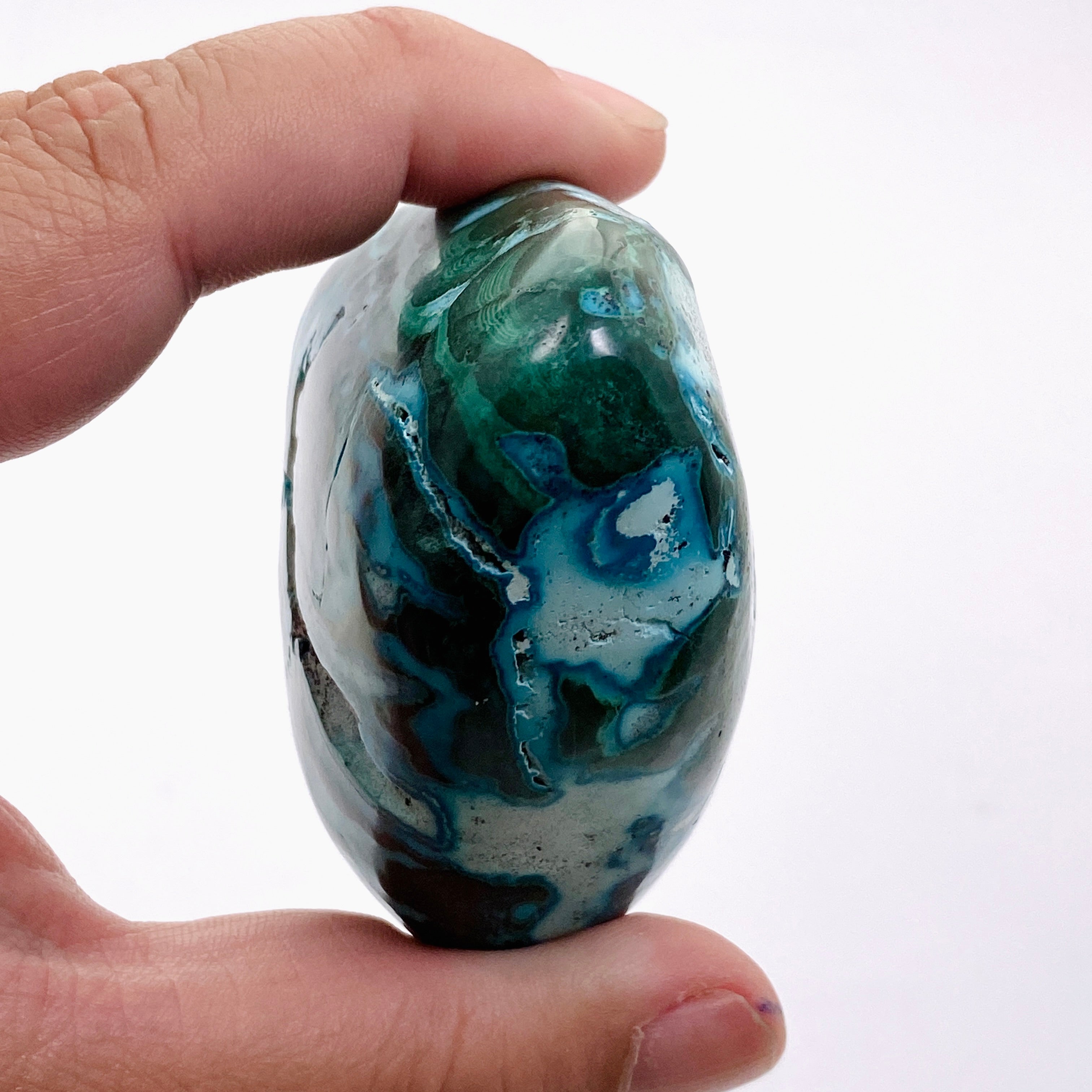 Natural Malachite and Chrysocolla Polished Freeform Stone - Congo CR3751 | Healing Crystal for Meditation, Jewelry Making & Home Decor