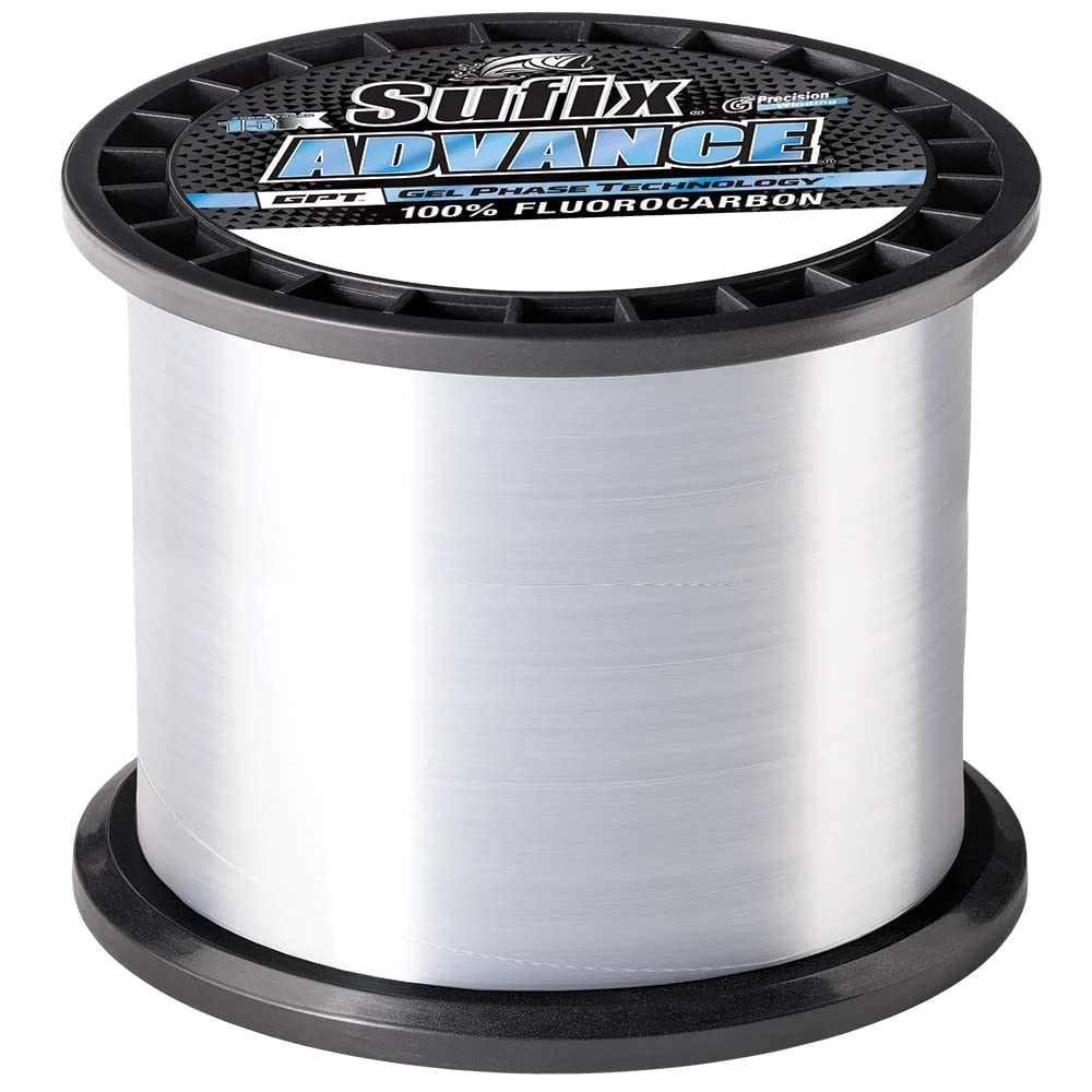 Sufix Advance Fluorocarbon Fishing Line - 1200 Yards Bulk Spool - High Strength, Low Visibility - Perfect for Bass, Trout & Saltwater Fishing