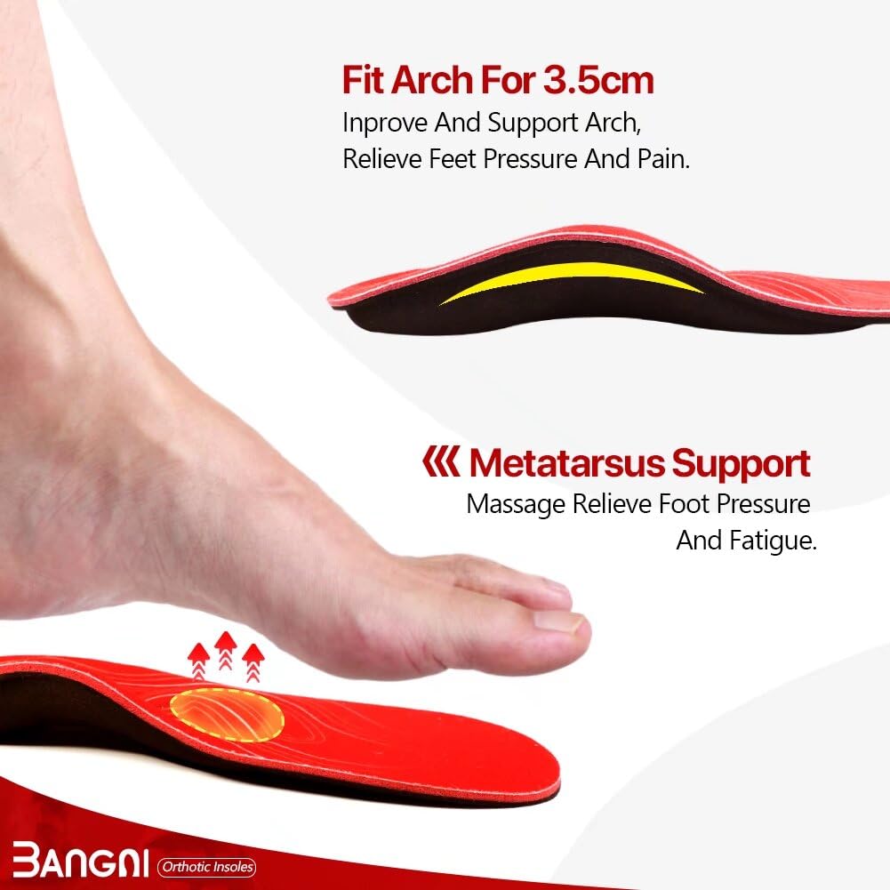 3ANGNI Orthotic Arch Support Insoles for Plantar Fasciitis Relief - Flat Feet, High Arch & Pronation Correction - Metatarsalgia Pain Relief Inserts for Men & Women - Perfect for Running, Walking & Work Shoes