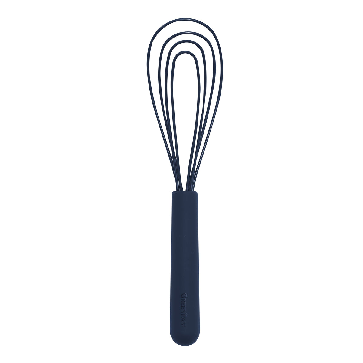 Premium Platinum Silicone Flat Whisk - Navy Blue | Durable Kitchen Tool for Baking, Cooking & Mixing | Perfect for Non-Stick Pans, Sauces & Batters