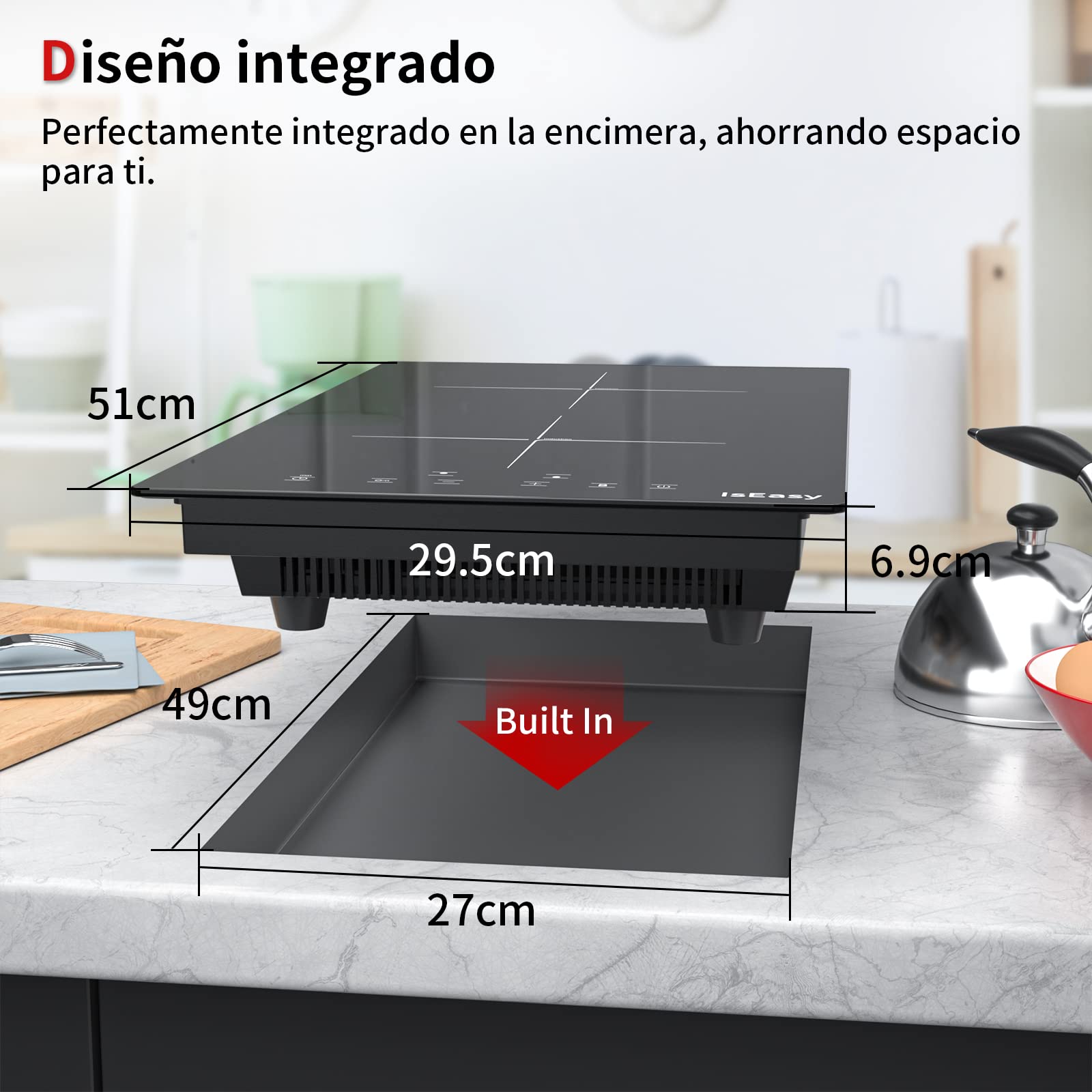 Double Induction Cooktop - 3400W Electric Induction Stove with 2 Zones, 29cm Built-in Ceramic Glass Surface, Touch Controls & Timer - Perfect for Home Kitchen, RV, and Small Spaces