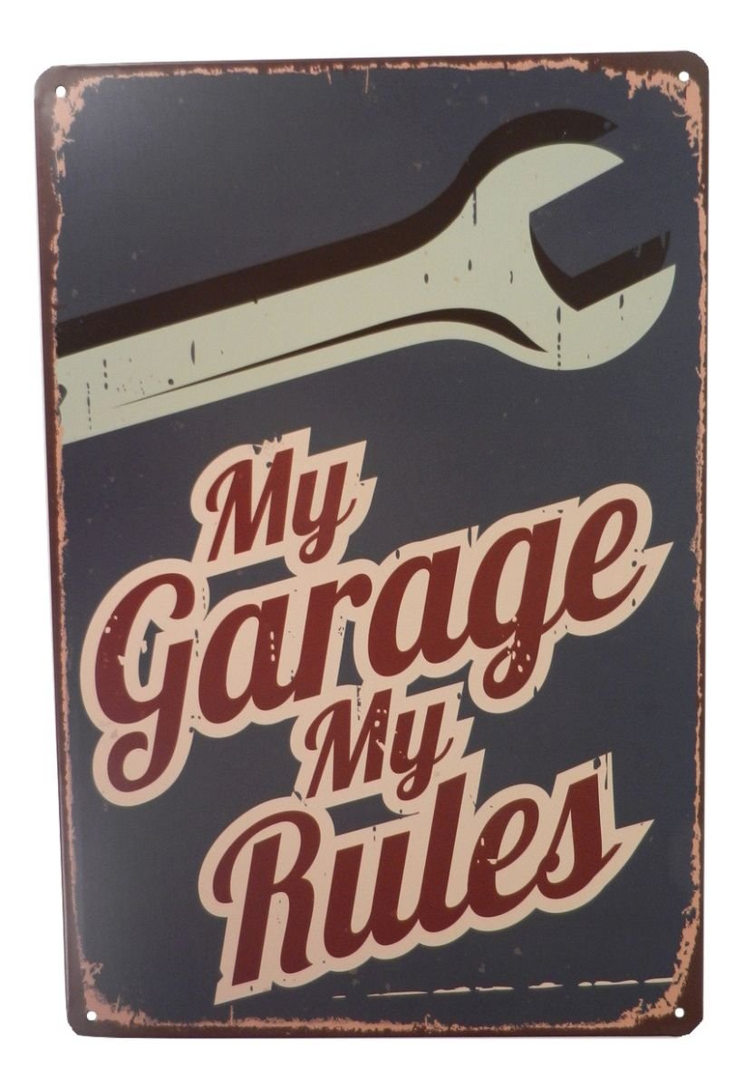 Funny Mechanic Garage Rules Tin Sign - Vintage Retro Metal Wall Art for Bar, Pub, Diner, Cafe & Home Decor | Perfect for Man Cave, Workshop, Garage & Industrial Style Spaces