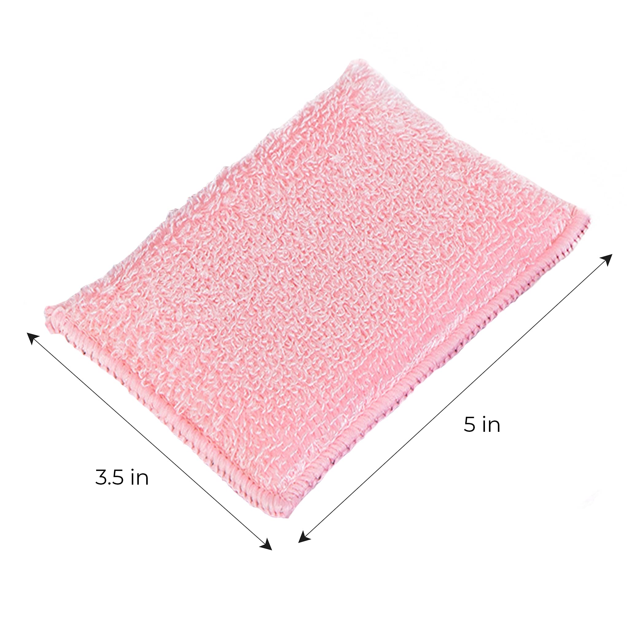 Bamboo Scrub Sponge Set of 3 - Soft & Non-Scratch for Dishes & Hard Stains - Pastel Colors for Kitchen Cleaning