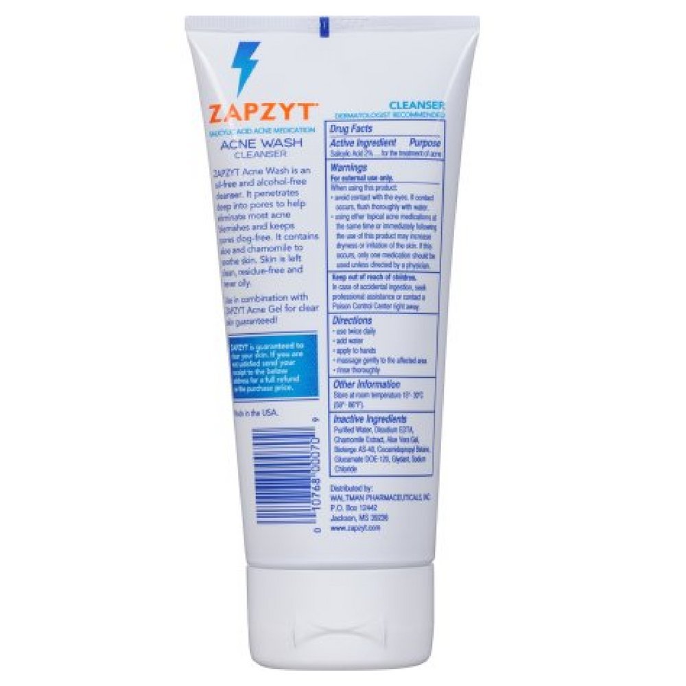 ZAPZYT Acne Wash 6.25 oz - Best Acne Treatment for Face & Body - Salicylic Acid Face Wash for Clear Skin - Perfect for Daily Skincare Routine & Acne-Prone Skin