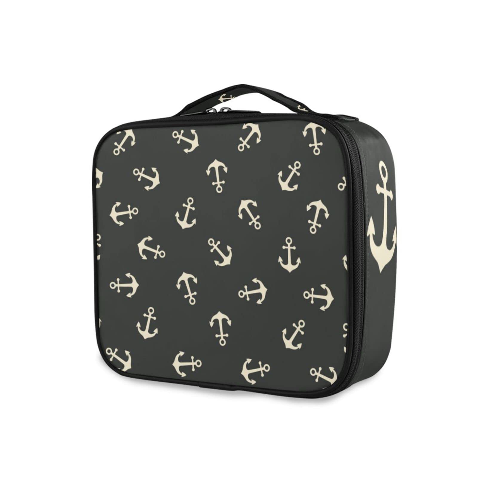 Travel Makeup Bag with Adjustable Dividers - Portable Cosmetic Organizer Case for Women & Girls | Perfect for Vacations, Gym & Daily Essentials Storage (Black)