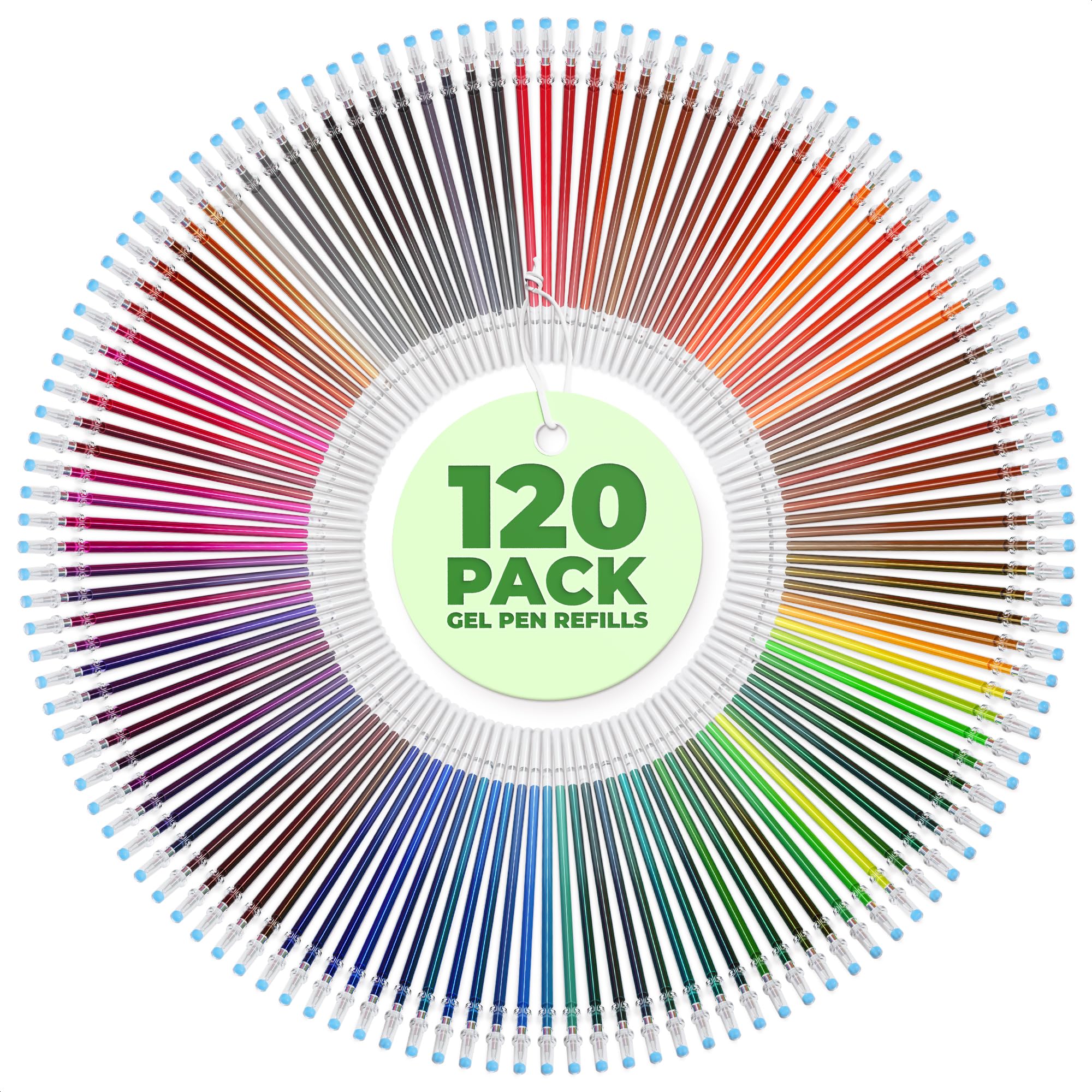 120Pcs Gel Pen Refills - Vibrant Metallic & Glitter Gel Pens for Coloring, Drawing & Journaling - Pastel, Neon & Fluorescent Ink Refills for Artists, Students & Craft Lovers - Perfect for Bullet Journals, Adult Coloring Books & DIY Projects