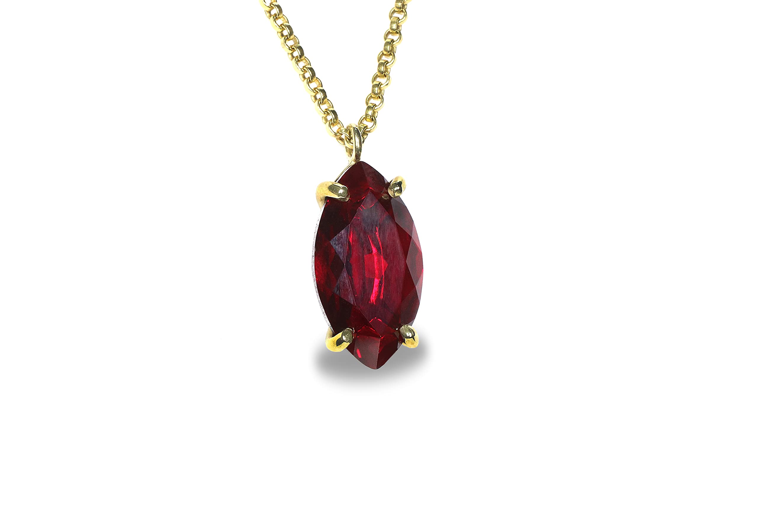 Anemone Jewelry Garnet Pendant Necklace - Marquise Cut January Birthstone Necklace for Women - Handmade Bridal, Wedding, Anniversary & Birthday Gift - Perfect for Graduation & Mother's Day - Elegant Jewelry for Special Occasions & Everyday Wear